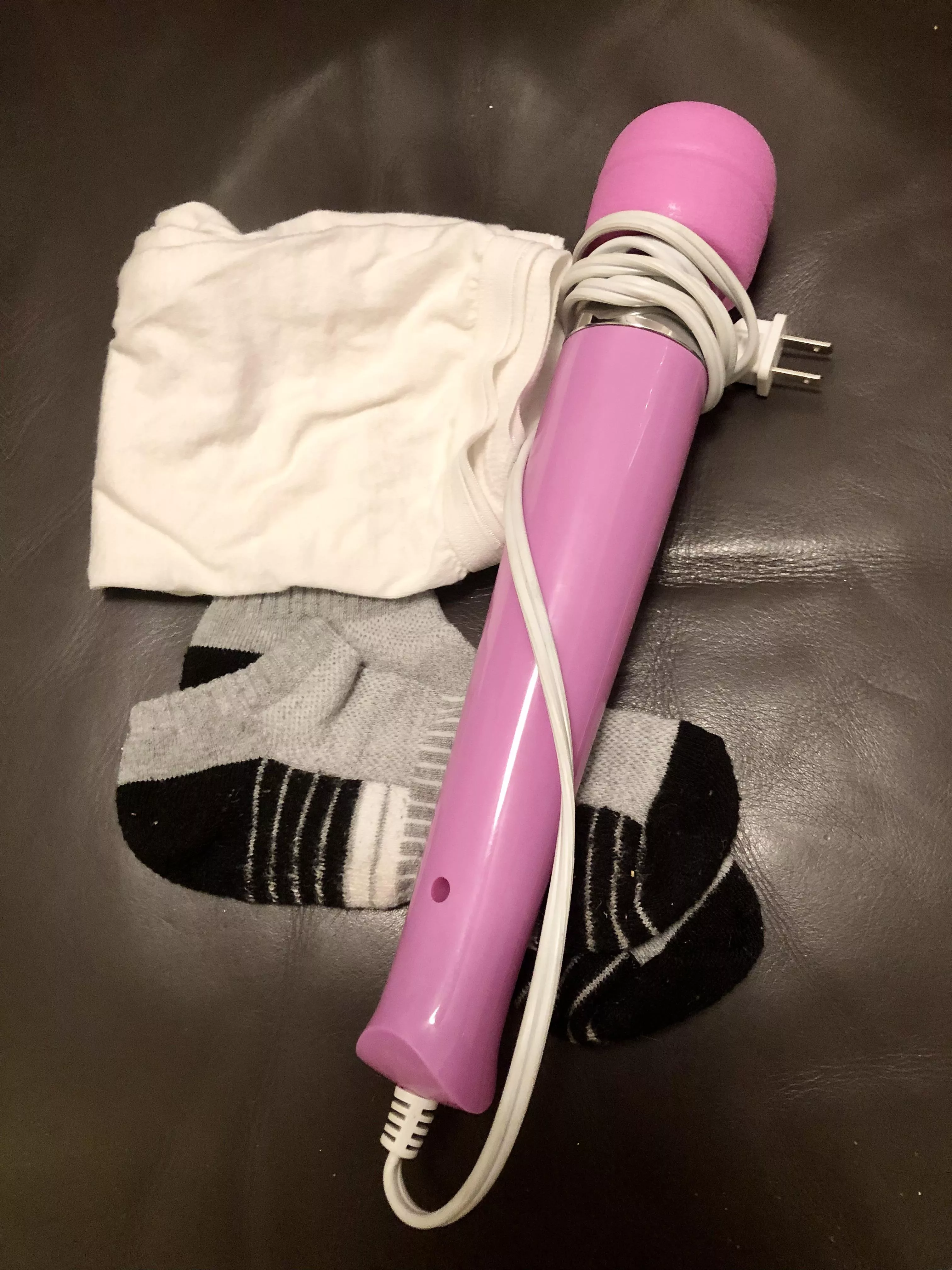 [Selling] Hitachi bundle! Includes white full back briefs, athletic socks, used hitachi wand, and proof of wear/use pics 💗 Perfect for grool & sweat lovers or sissies 💗 $100