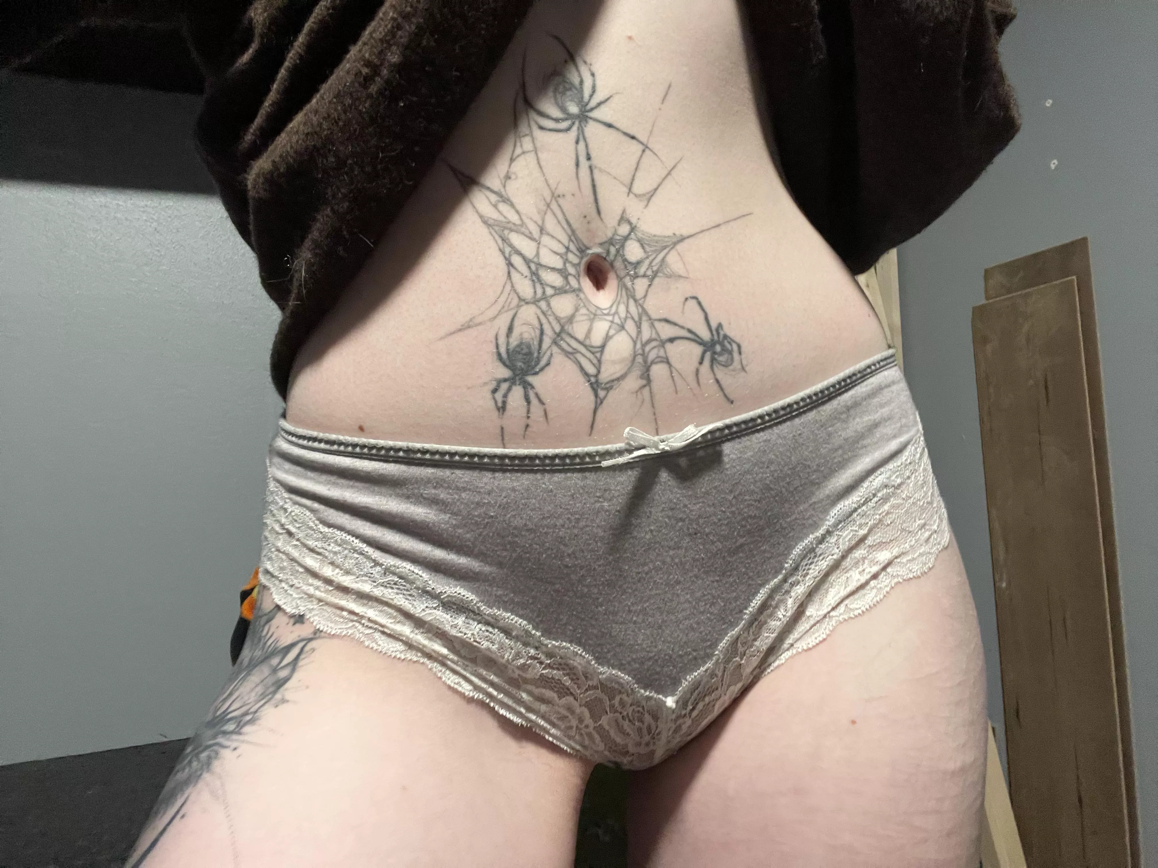 [selling] my dirty grey lace panties 🥵$25 shipped and tracked, kik me @ilovelydiagrace 💜