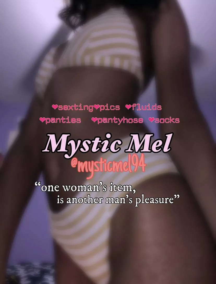 [selling] so many things to choose from!âœ¨ðŸŒº this ebony goddess offers edible goodies, wearable goodies and downloadable goodies. Iâ€™m also open to requests! ðŸ˜ðŸ¥° kik: mysticmel94