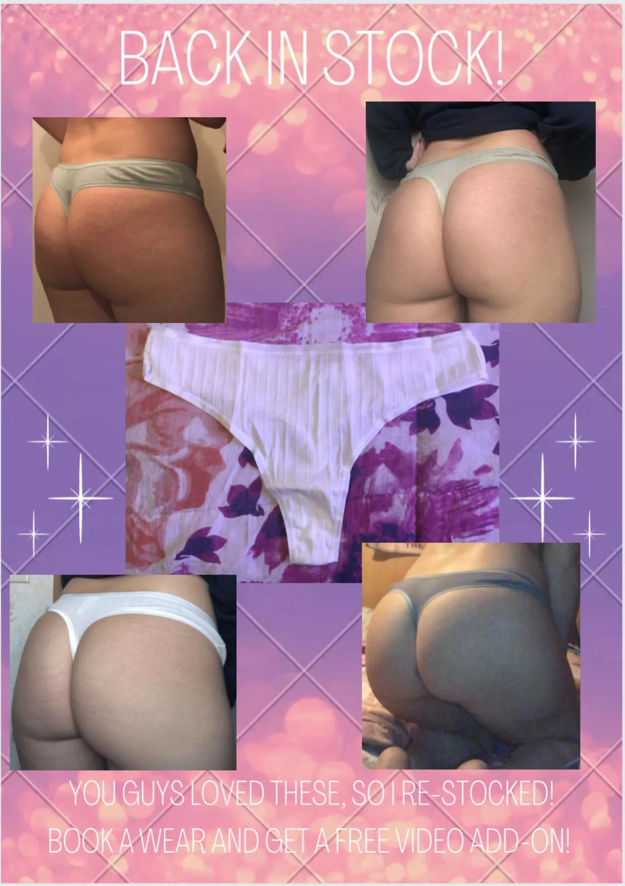 [selling] 🍑VERIFIED🍑 Restock on my most popular panties🍑 Socks🍑 Custom Video🍑Vials & Pops🍑 Full content menu 📌 on my profile 🍑