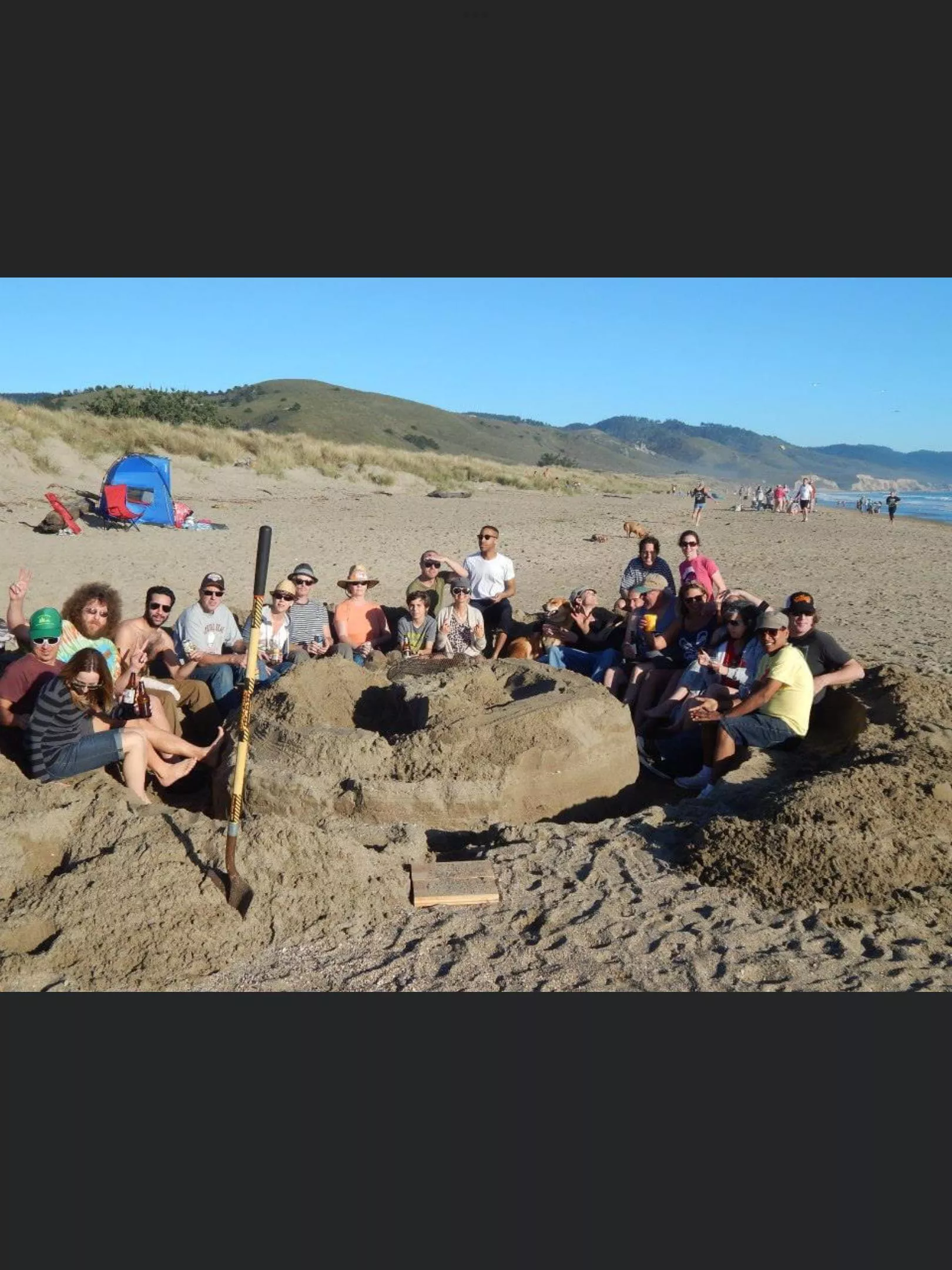 Setting up for a beach bonfire