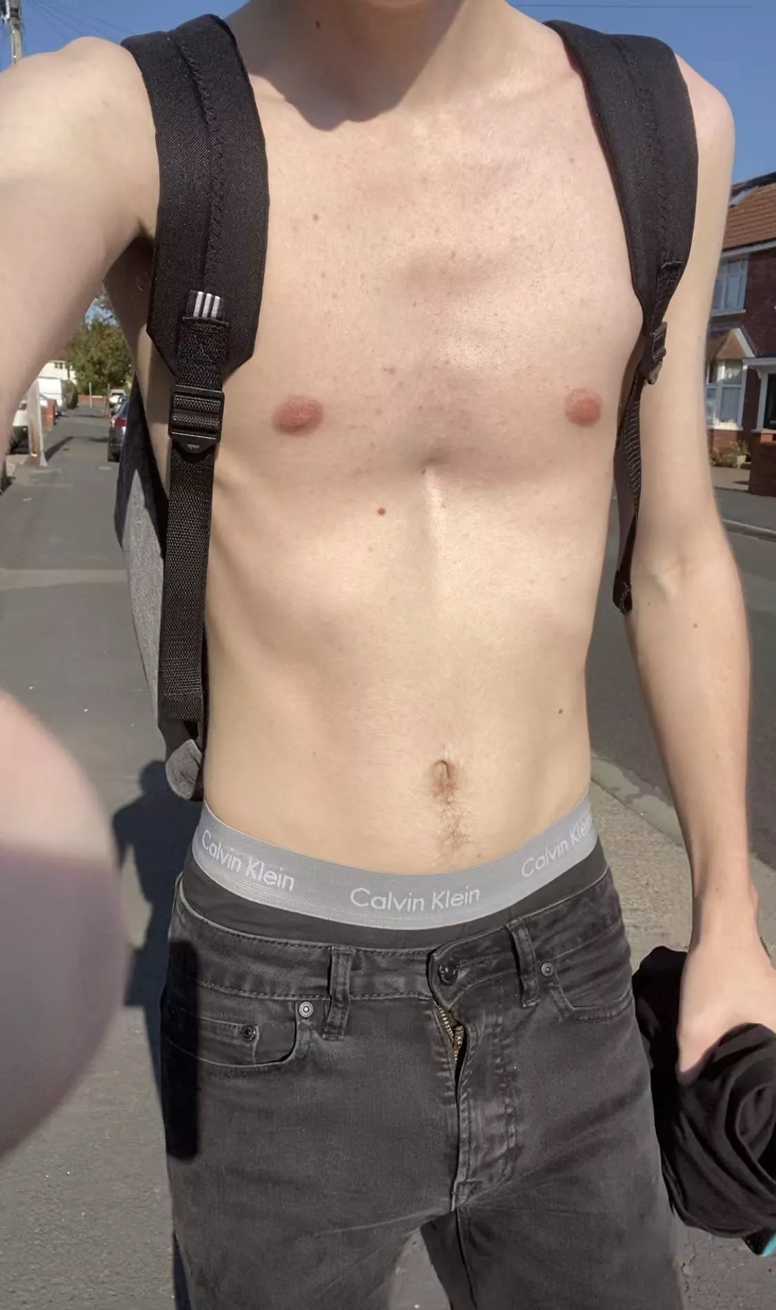 Shirtless walking down the street. Does anyone else do this in public when it’s hot? DMS open 😎