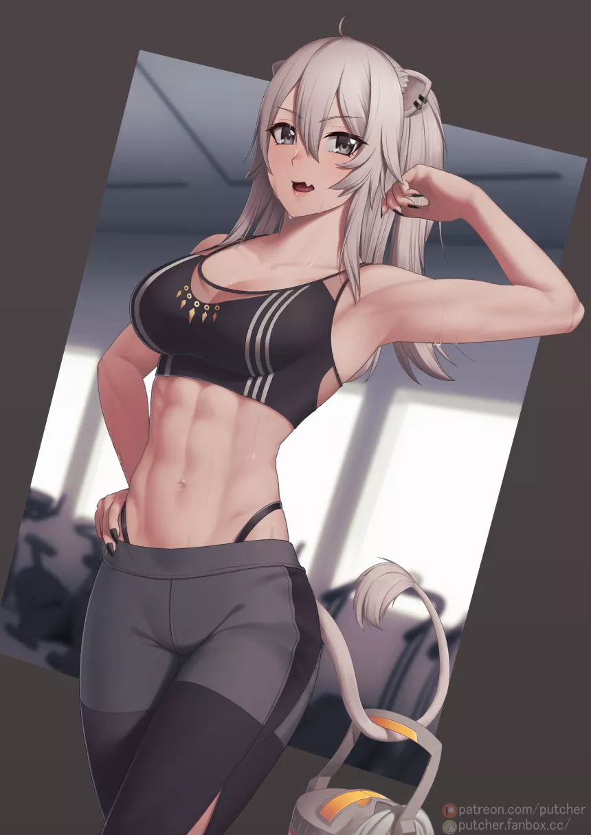 Shishiro Botan showing off at the gym (Putcher) [Hololive]