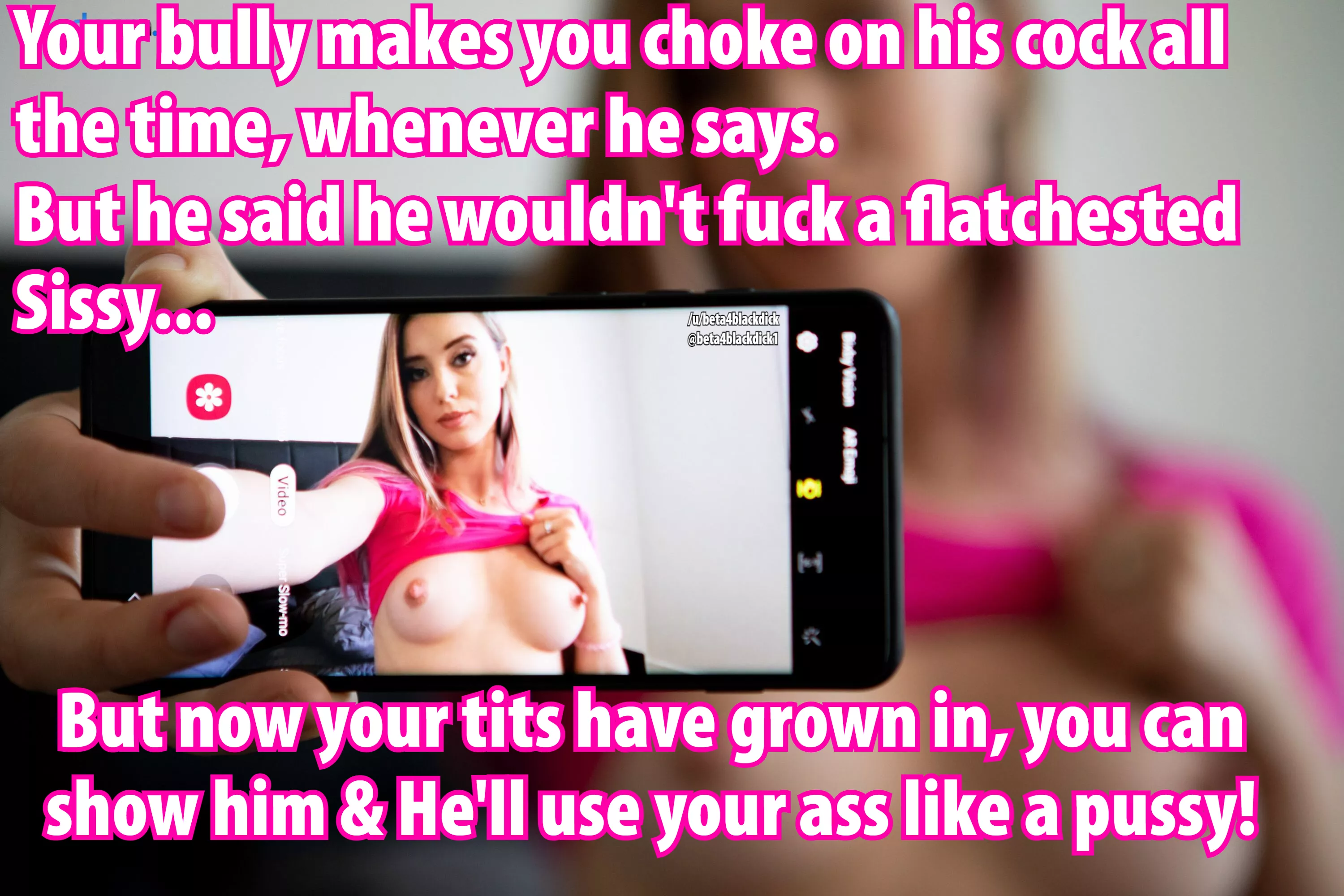 Show him how well your tits have grown in, Sissy!