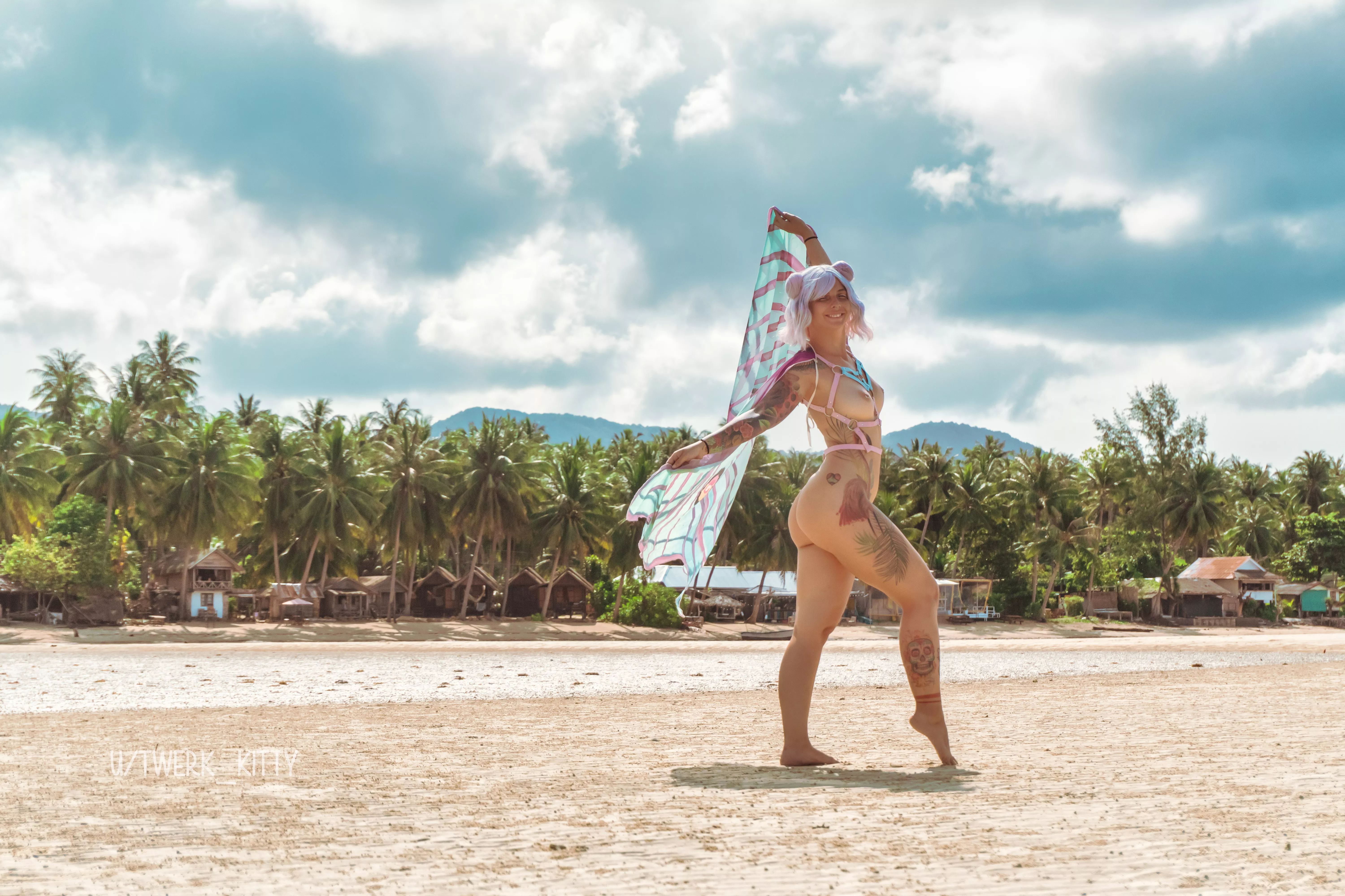 Showing of[f] on a beach in thailand