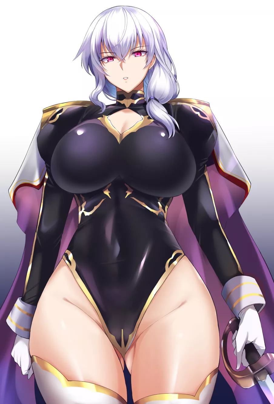 Silver-Haired Knight Highleg Leotard (Kumakichi) [Original]