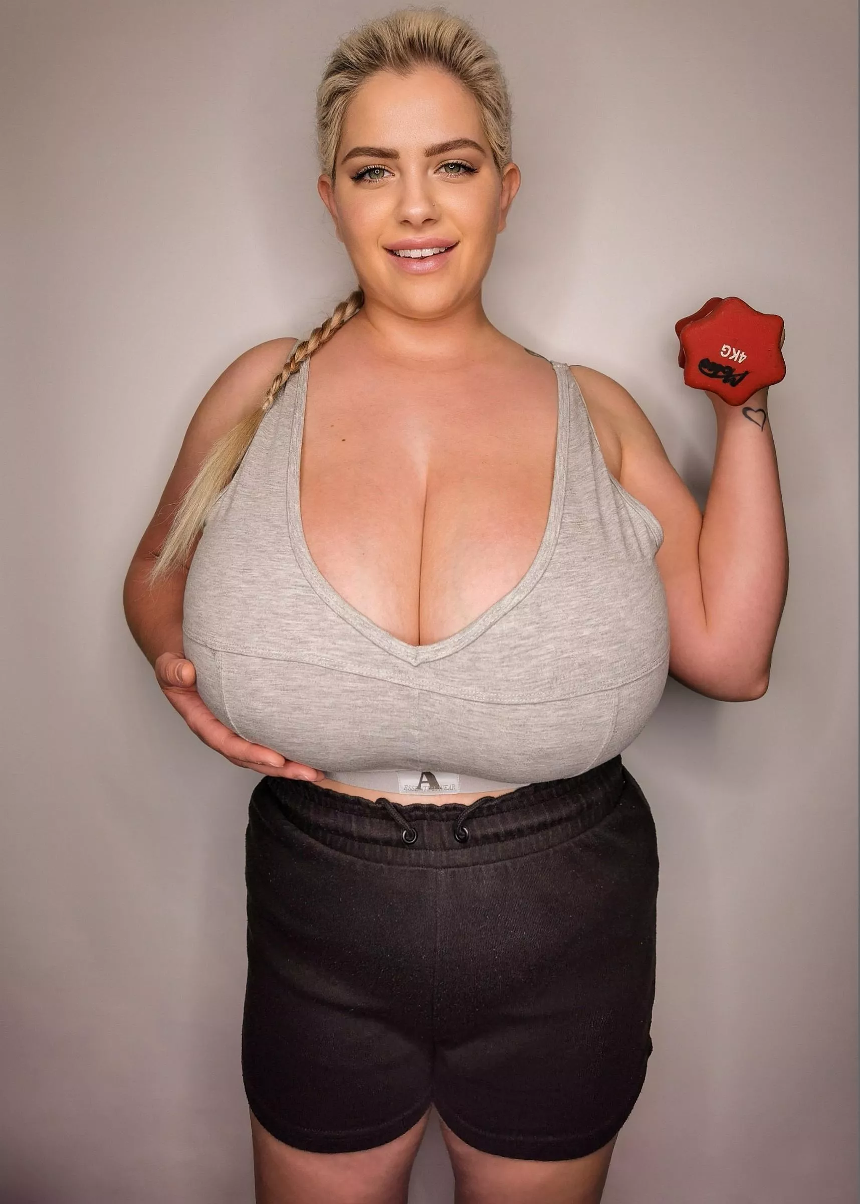 Since my enormous tits weigh more than 4kg each, I love to practice weightlifting with them. And many other naughty things. ðŸ˜ˆ