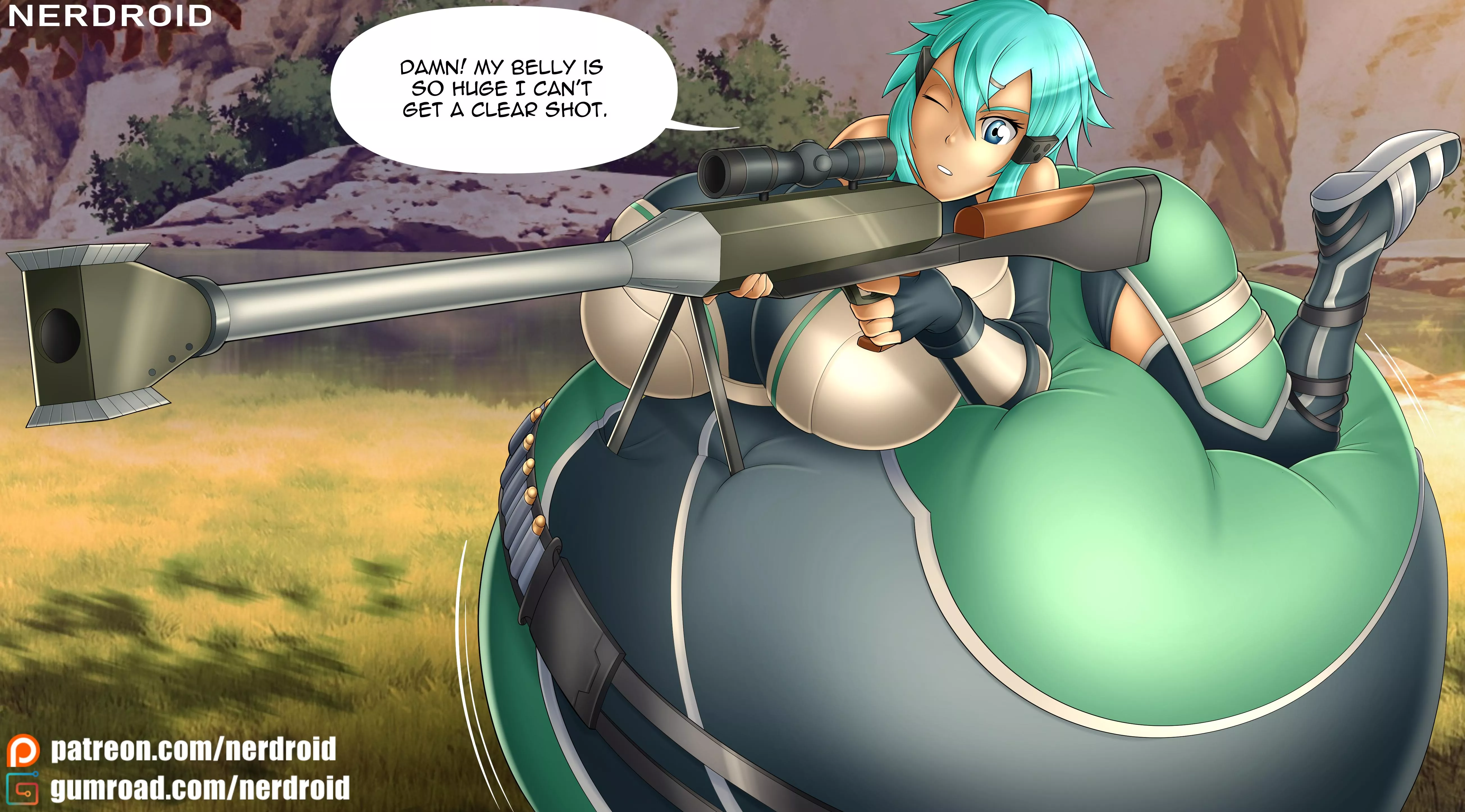 Sinon from Sword Art Online - Hyper pregnancy - Commission made by me(NerDroid)