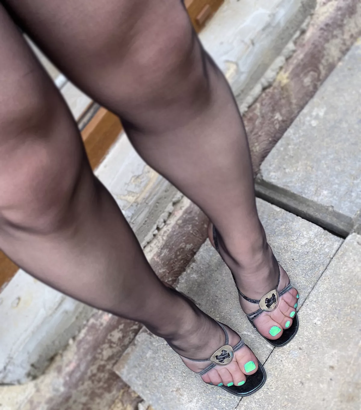 Size 35 strappy sandals and nylons