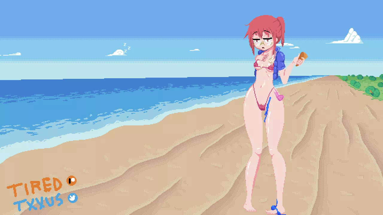 Small tits Kobayashi-san at the beach!