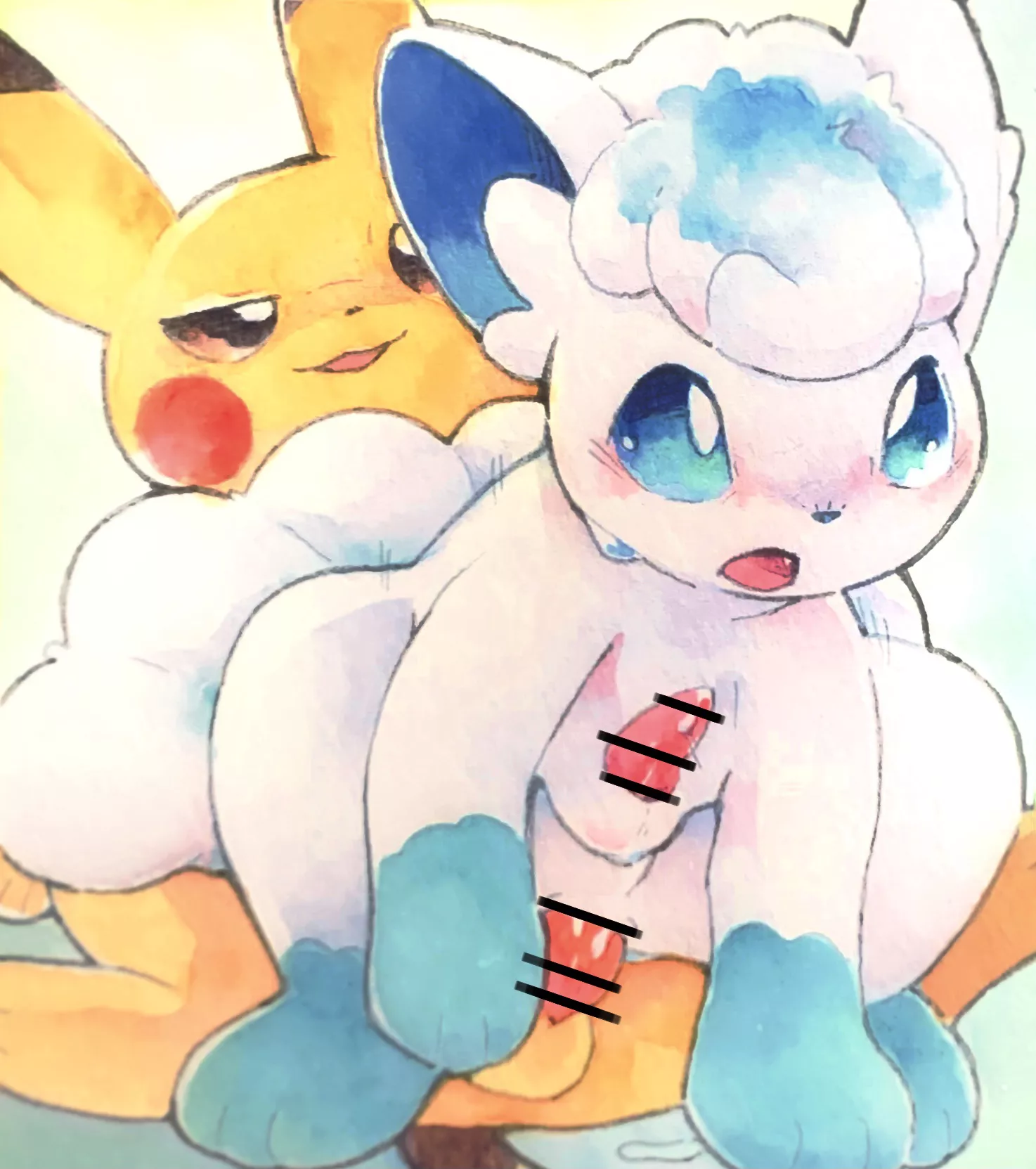 Smug Pikachu doms Alolan Vulpix [MM] [trem_trrn]