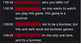 So i stumbled on an Elden Ring player stream with this kind of chatter...and he's been only following the streamer for 4 days