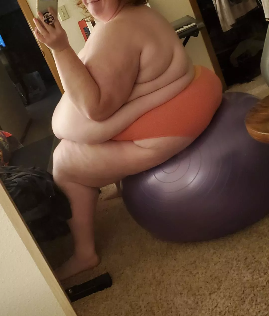 soft body giving this exercise ball a workout.