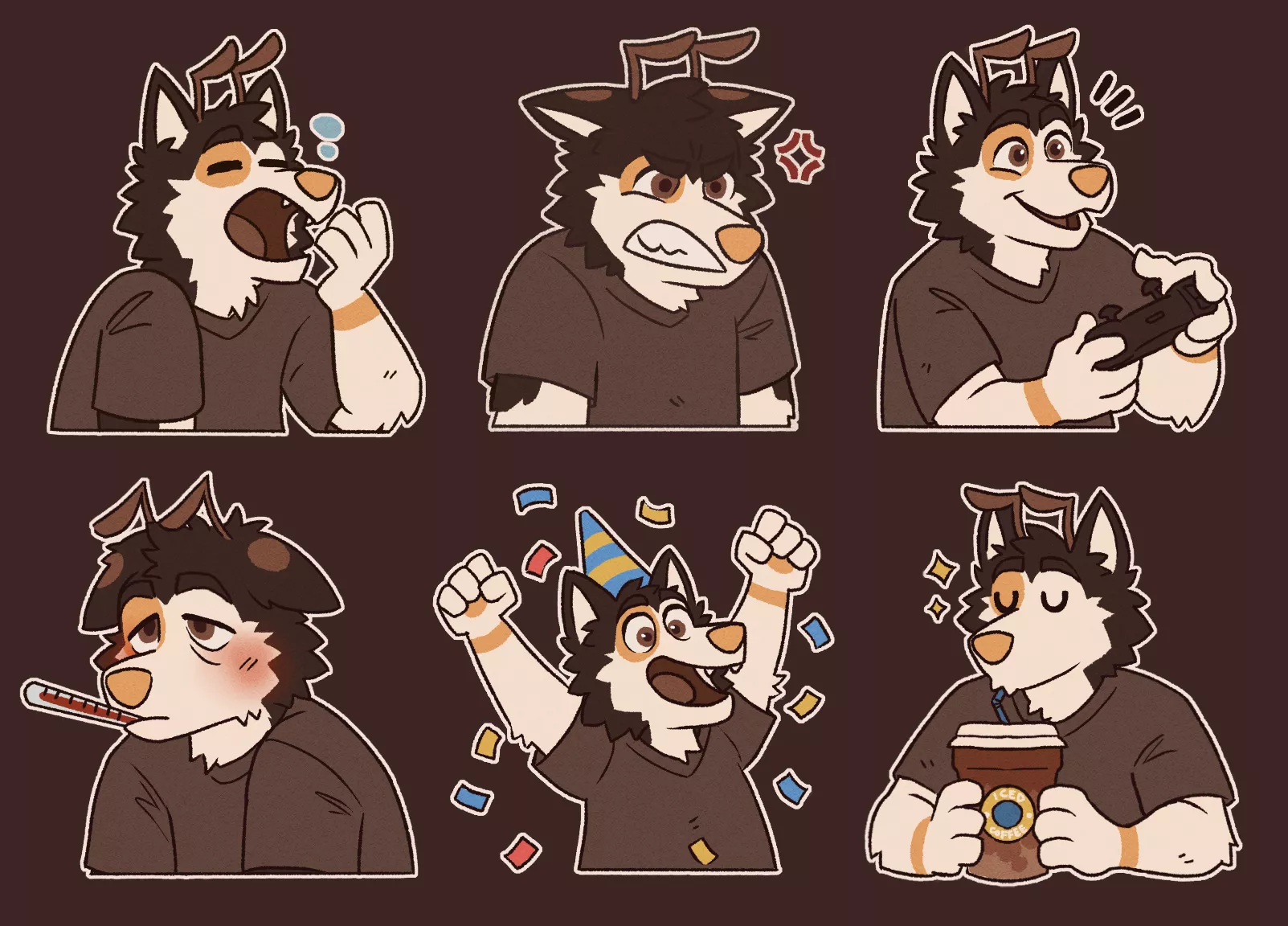 Some of the stickers I made for someone on Twitter UwU (art by me @_capycorn)