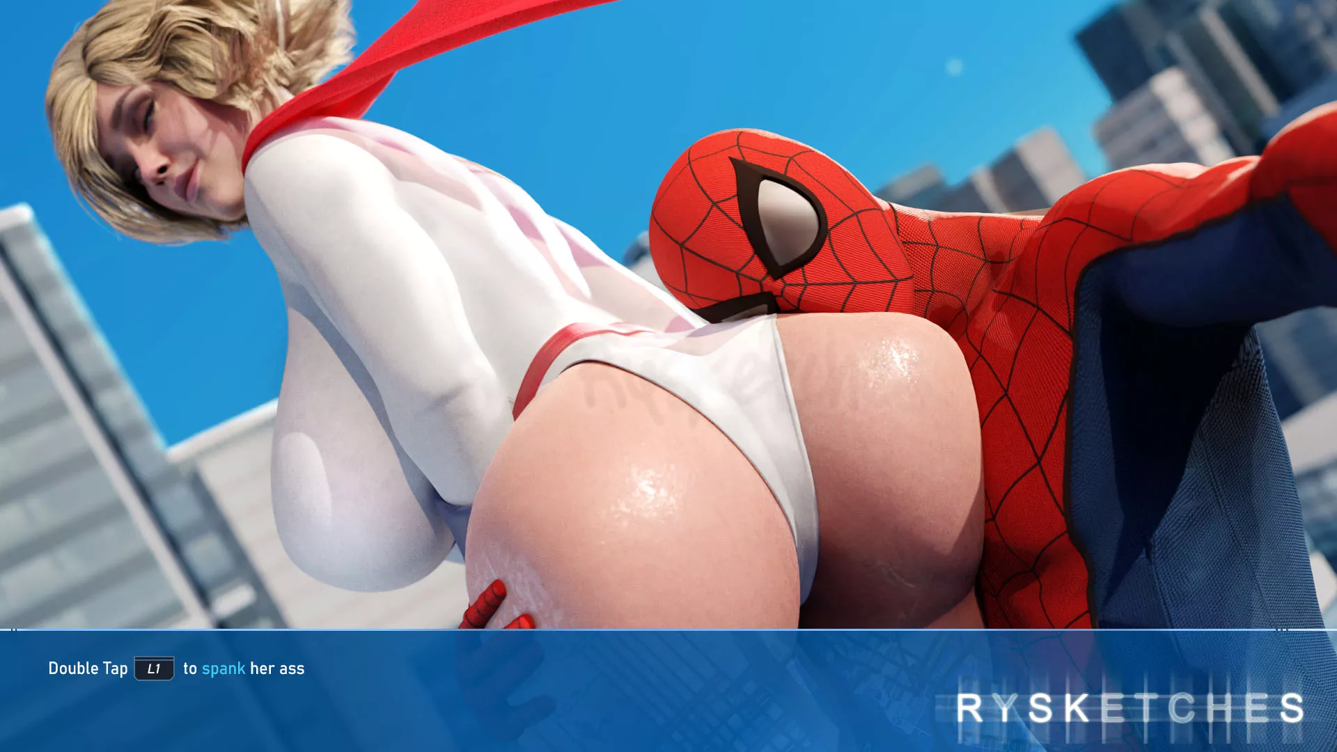 Spider-man meets Power Girl (Rysketches) [DC Comics/Marvel Comics]