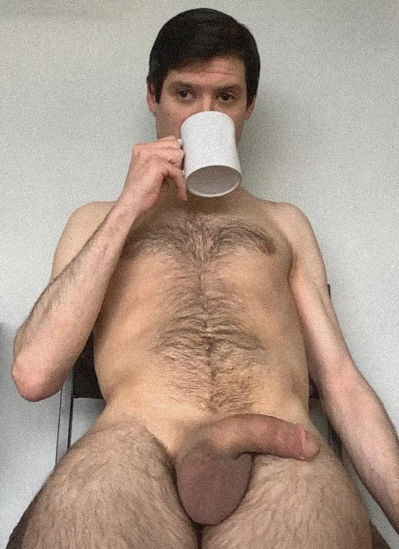 Straight guy with Cerebral Palsy. Naked morning coffee!