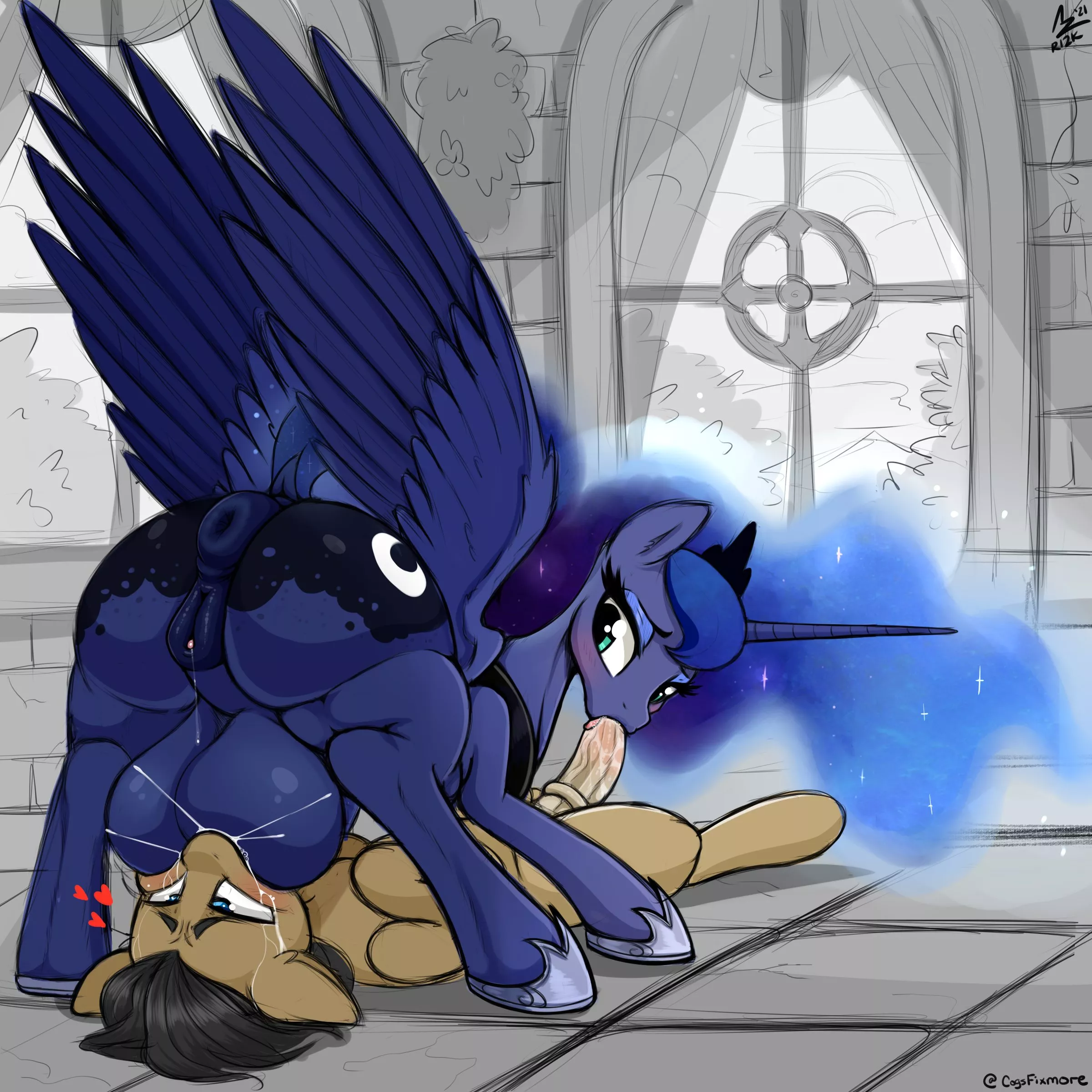 suckling from princess Luna's royal crotchboobs (aer0_zer0)