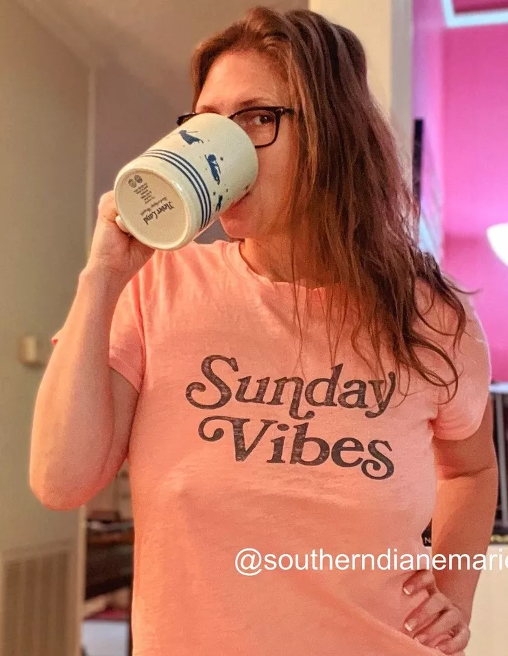 Sunday vibes, braless and free.