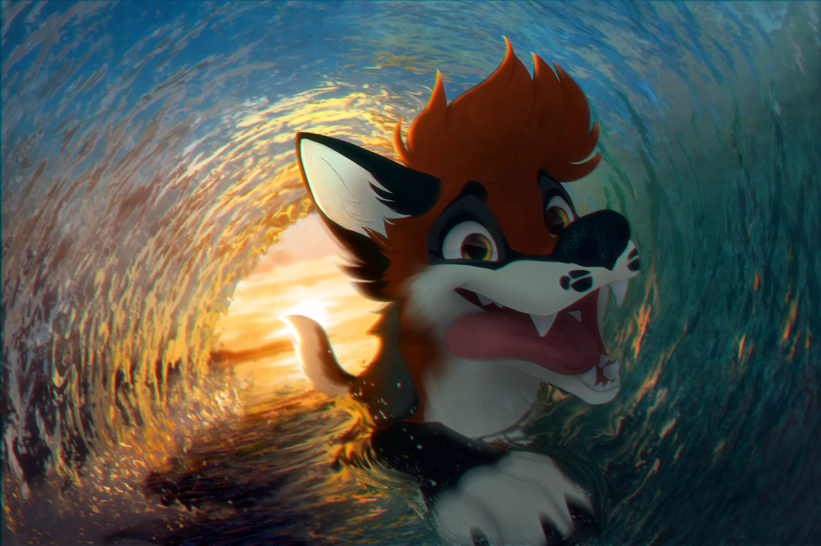 Sunset swim (art by me @Sancosity on Twitter)