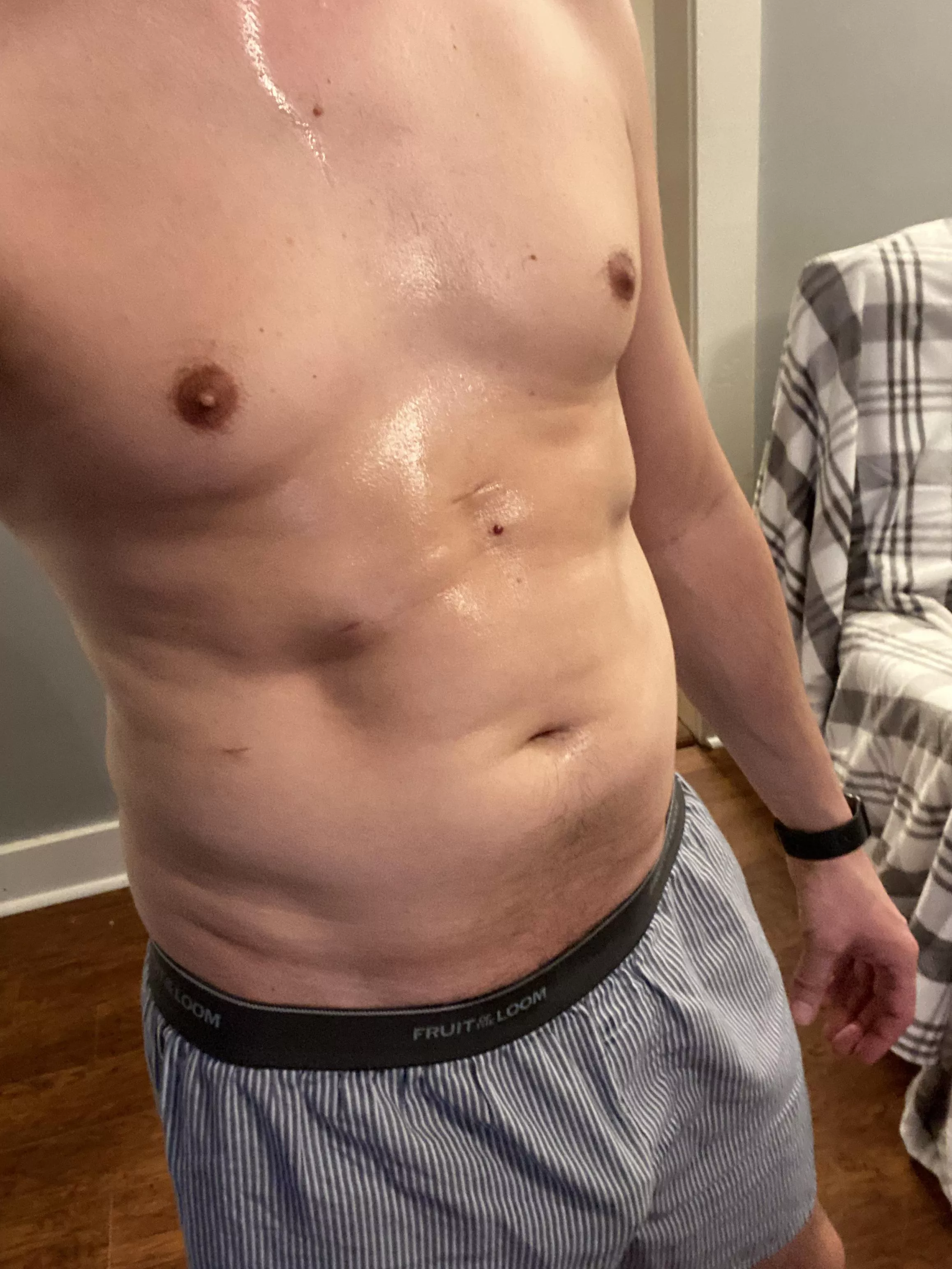 Sweaty workout… boxers smell of sweat and ***!