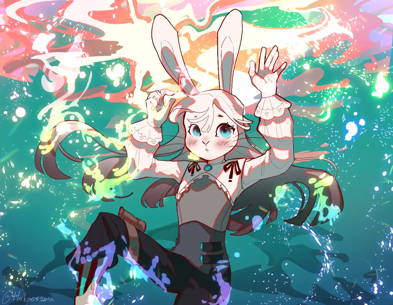 ❥ Swimming rabbit (art by me)