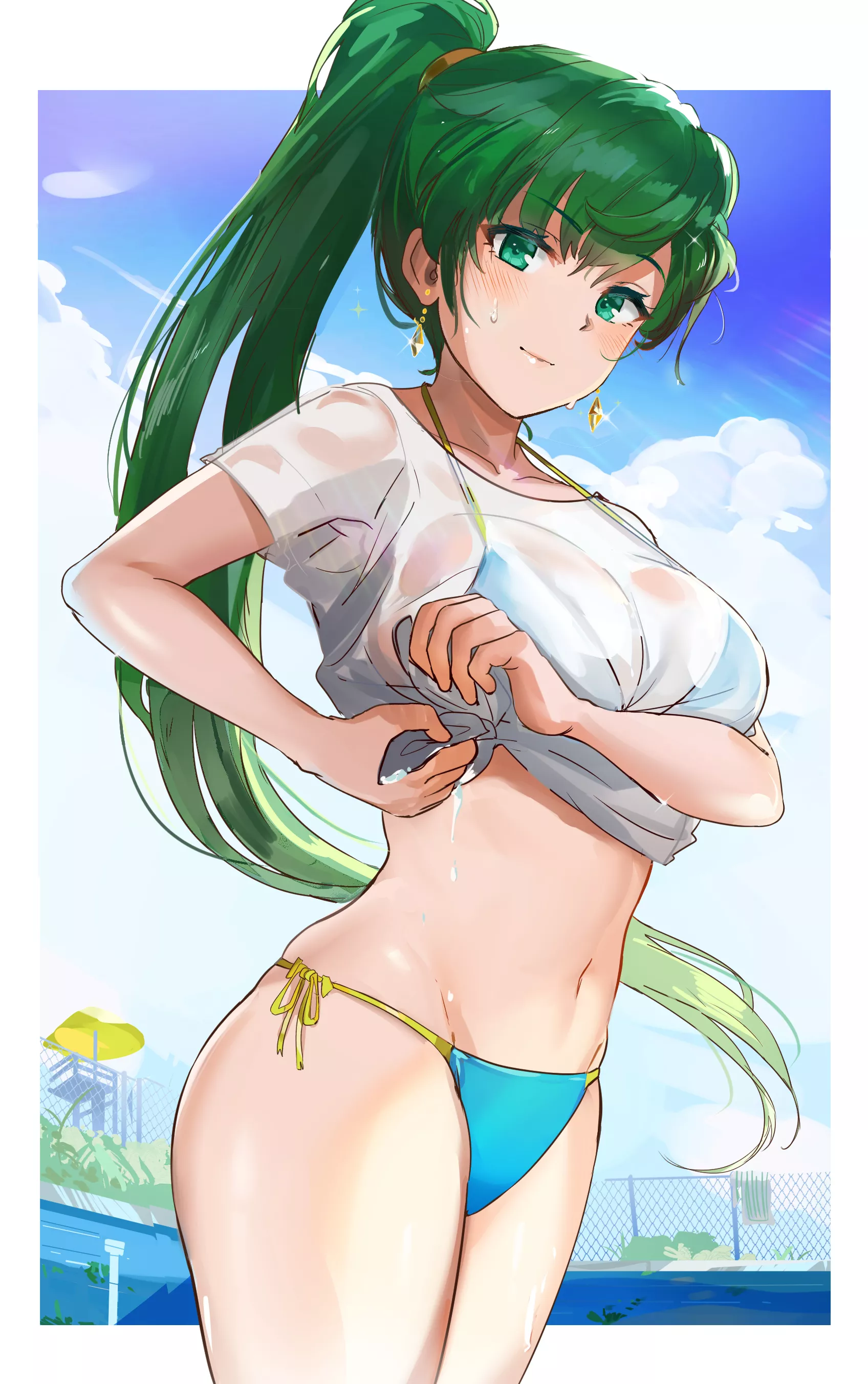 Swimsuit and wet t-shirt Lyn