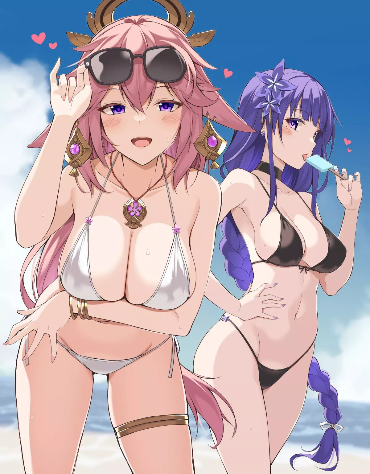 Swimsuit Yae Miko & Raiden Shogun (un9man) [Genshin Impact]