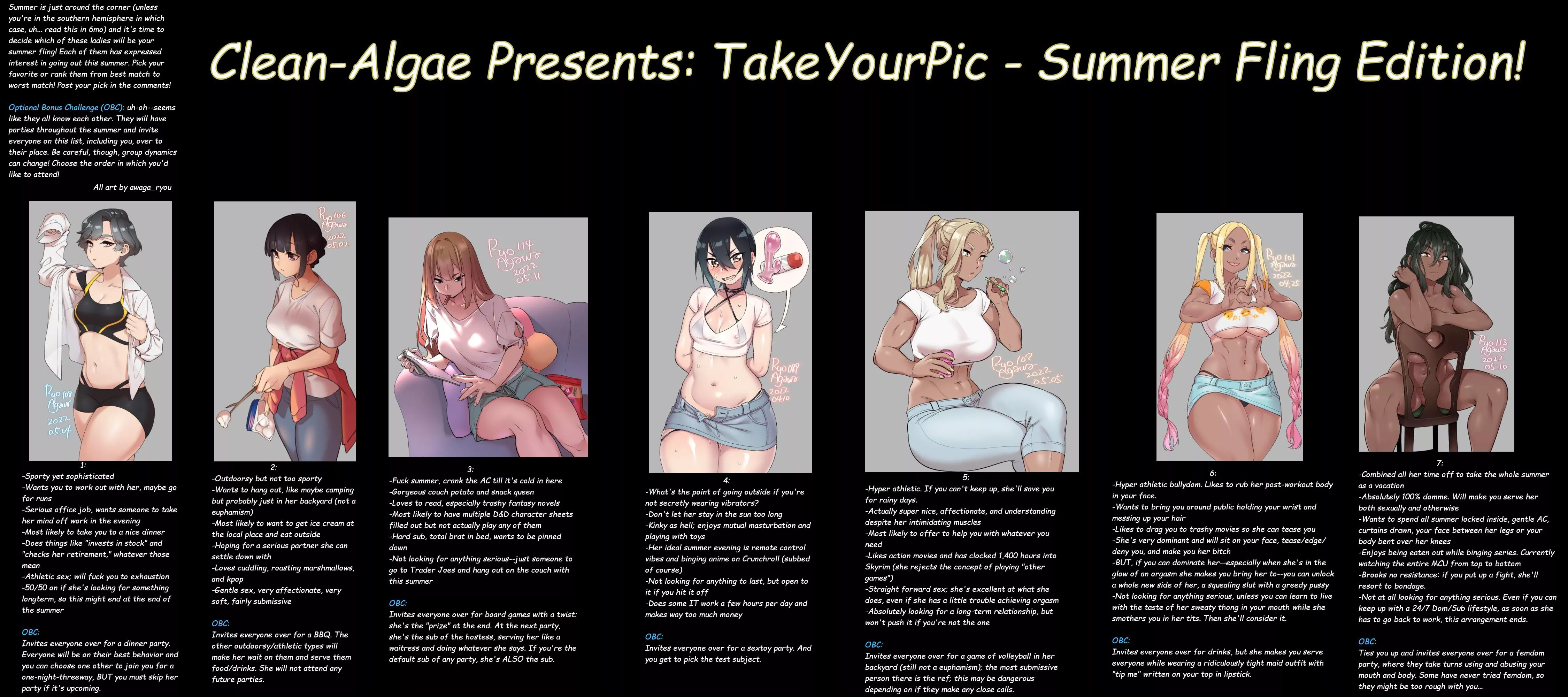 TakeYourPic: Summer Fling Edition [gender neutral pov] [choice of gentle, athletic, femdom, femsub, orgy, wholesome]