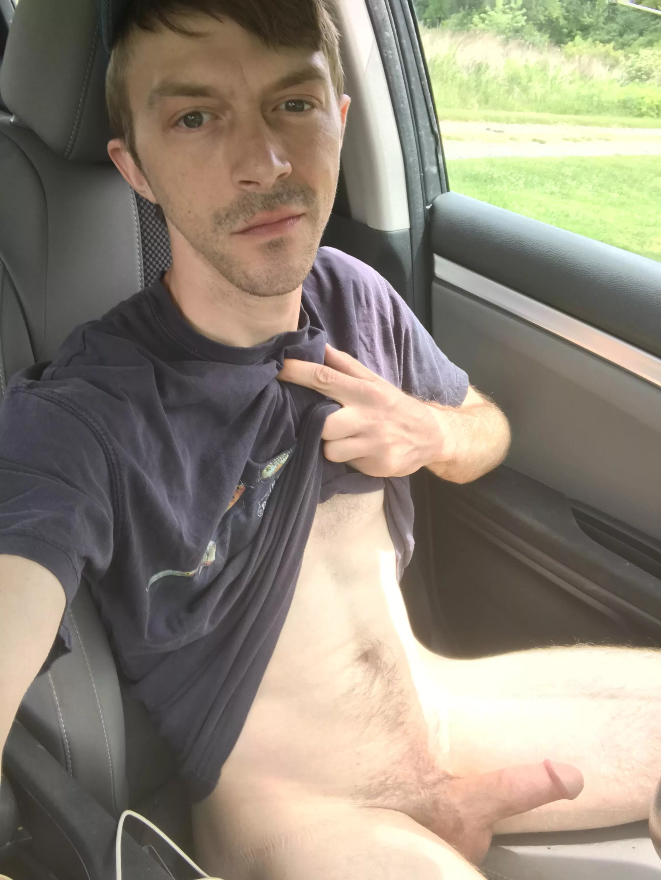 Taking my little cock out in the carâ€¦ pms welcome