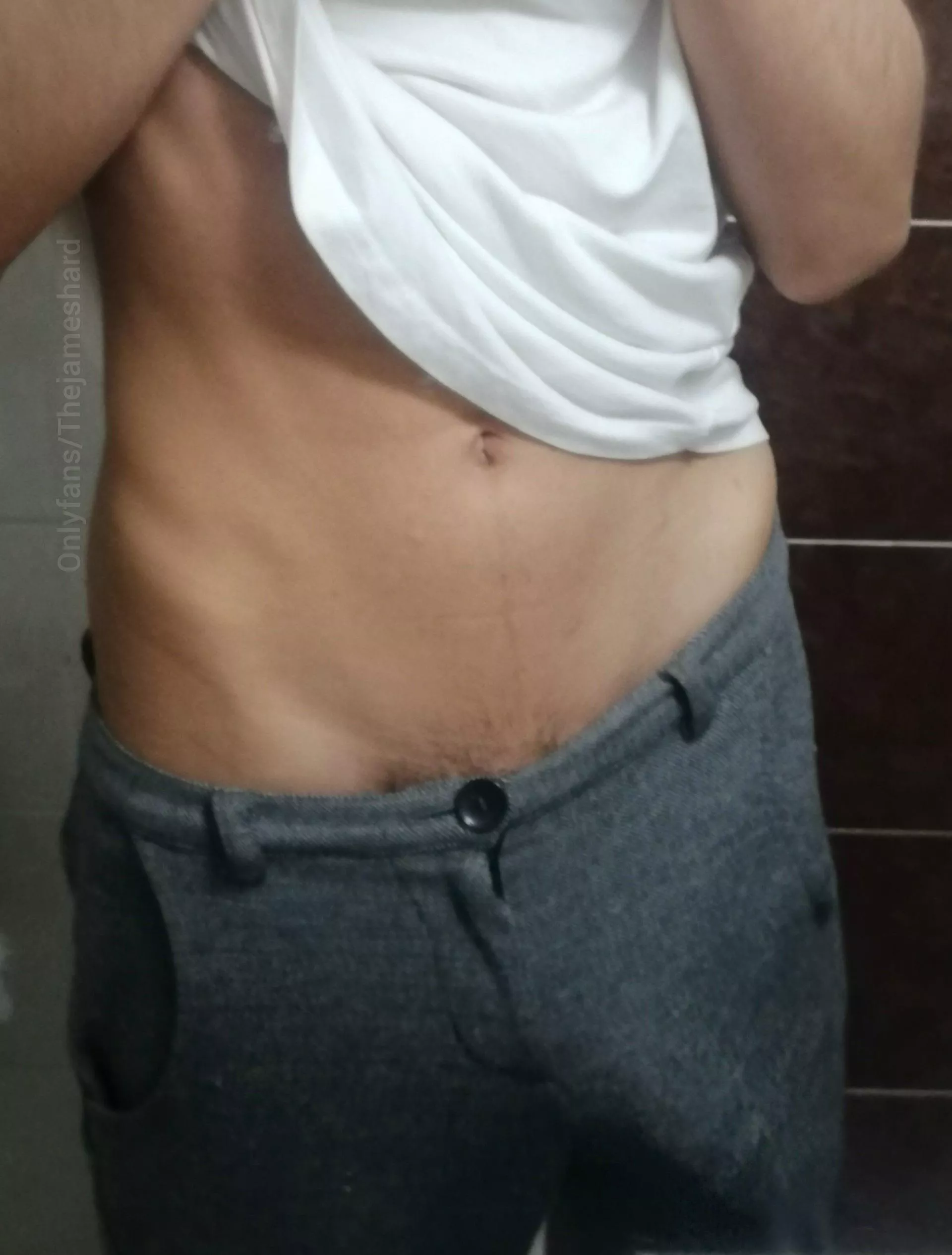 Teen bulge in my grey sweats