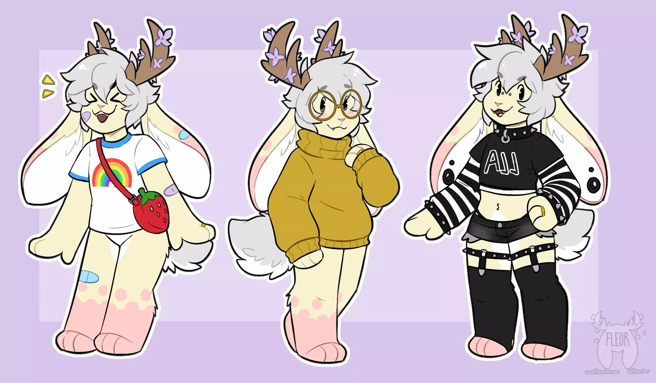 Teeny Fleurs in his favorite outfits! (Art by me: @Fleurfurr on Twitter)