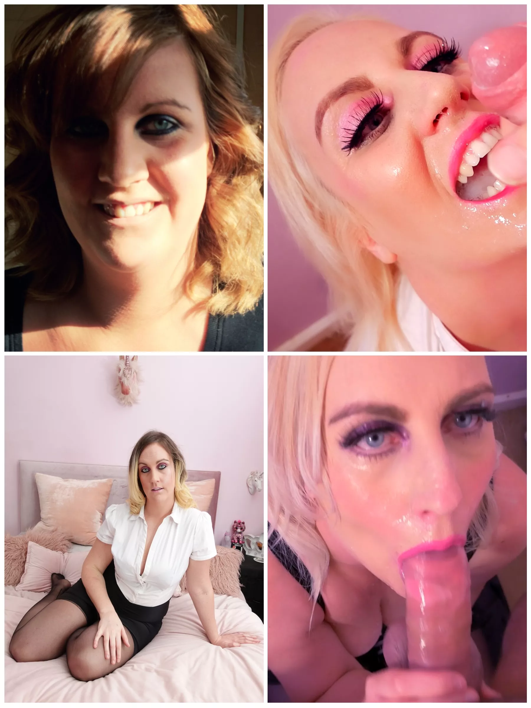 The version of me on the left is now just a distant memory as I embrace becoming my new junkie bimbo self that I am today on the right - I am the human version of a fleshlight and a cum dumpster, here to serve, be used and to please