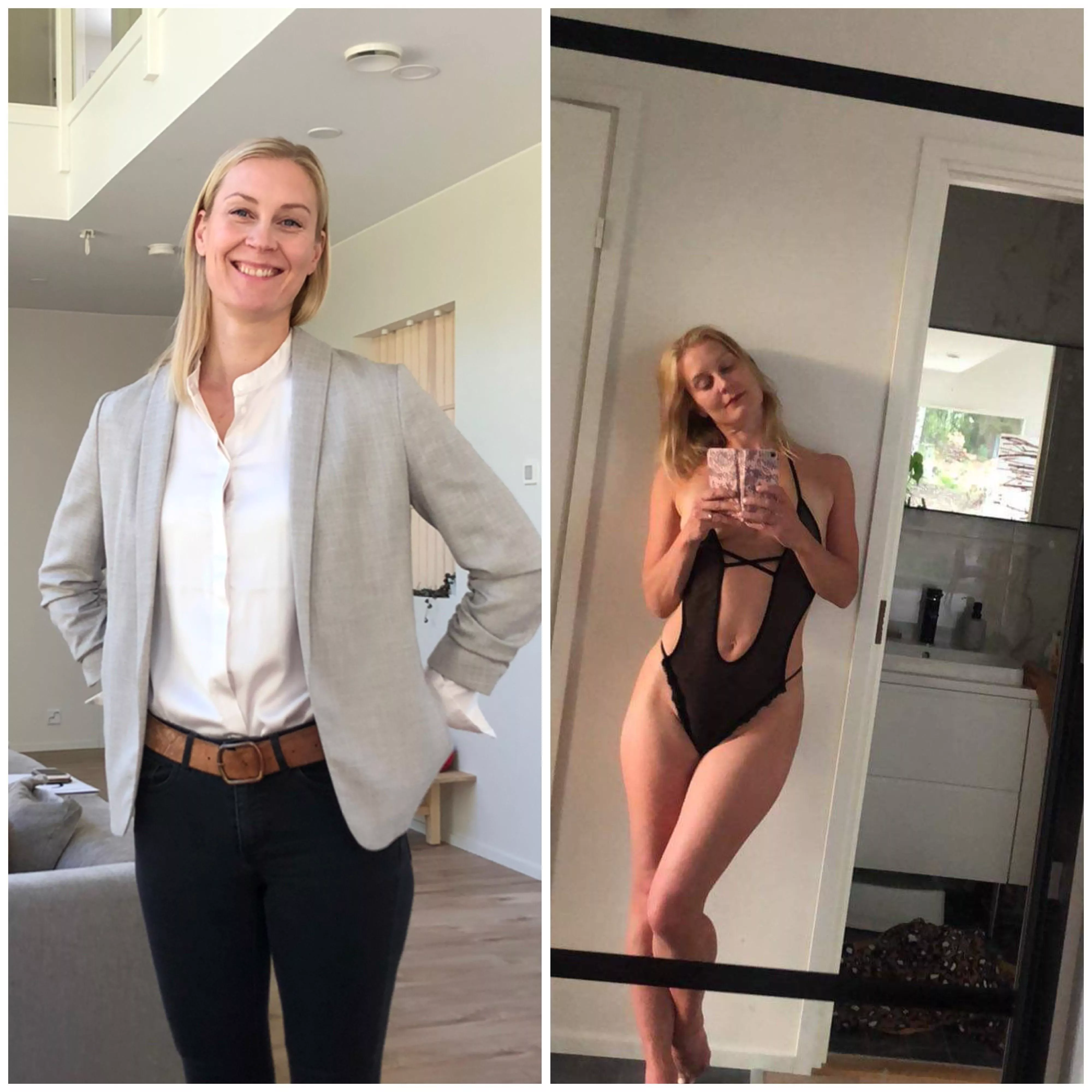 The wife(43) before work and after workâ€¦.