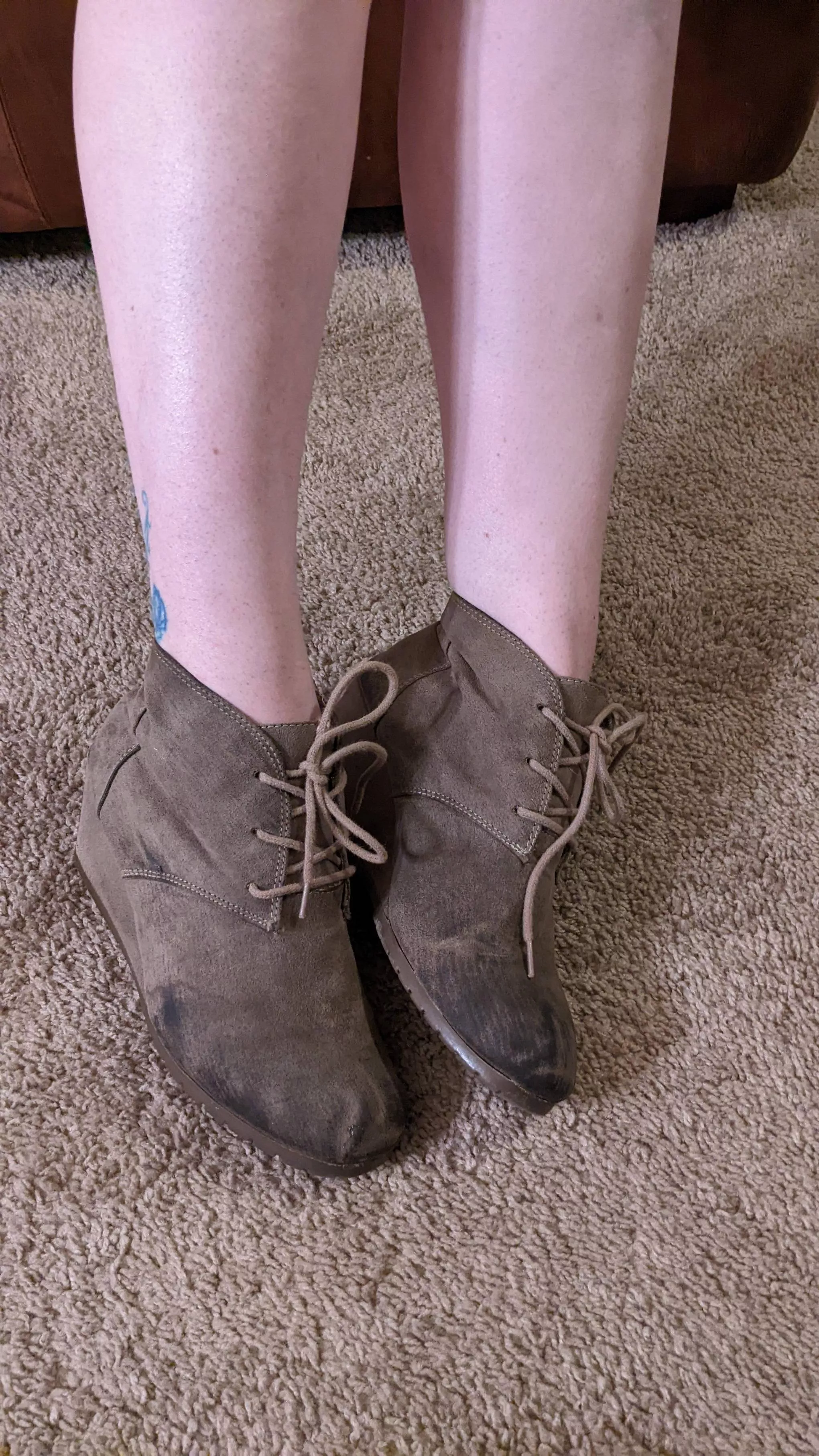 These wedge heel boots have been through quite a bit and it shows