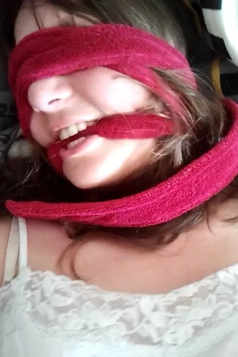 This little slut loves having a gag in her mouth but hates having a blindfold