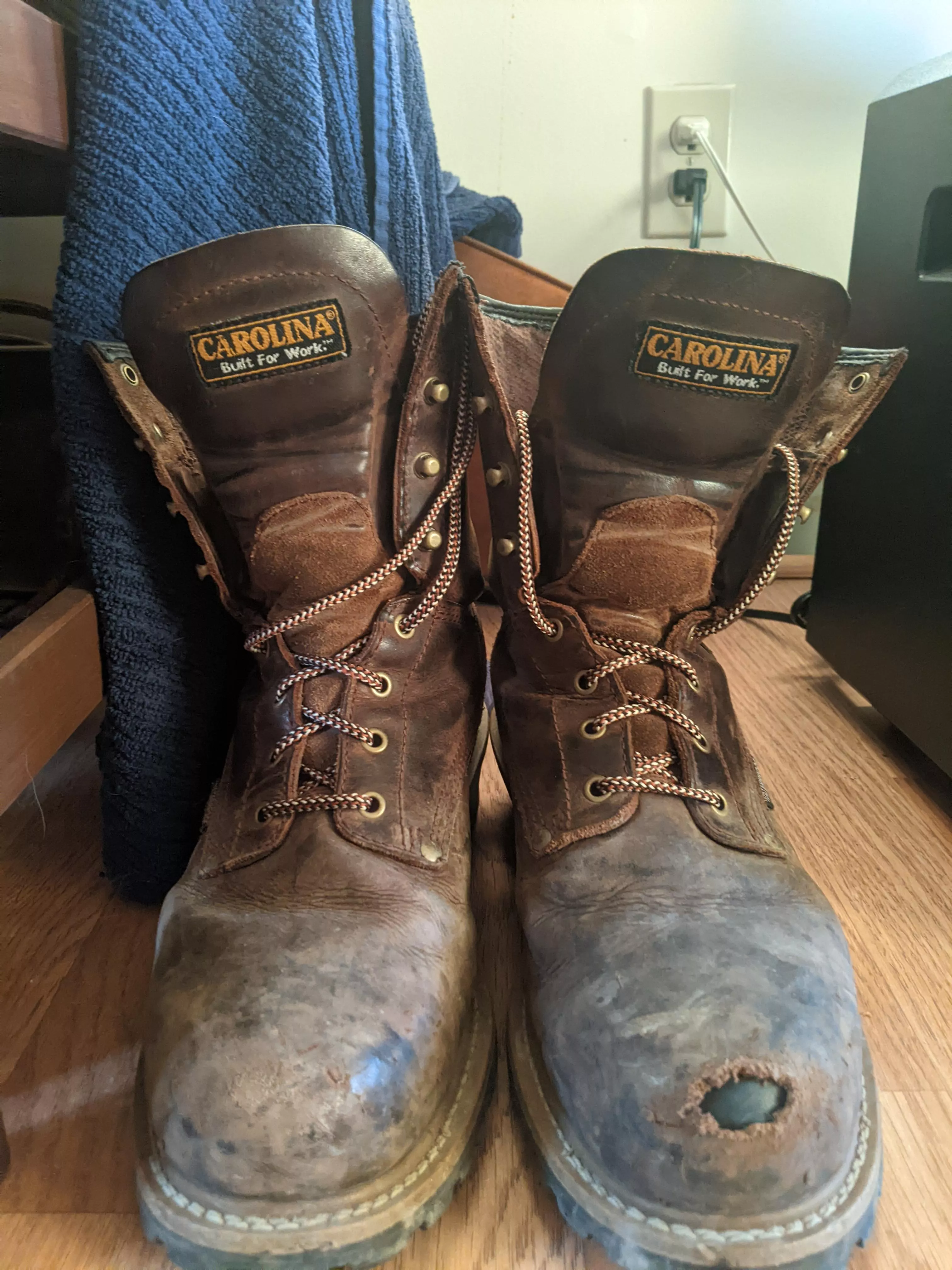 This pair of Carolina loggers has lasted me about a year. Best boot for me for the price and comfort. Definitely a keeper.