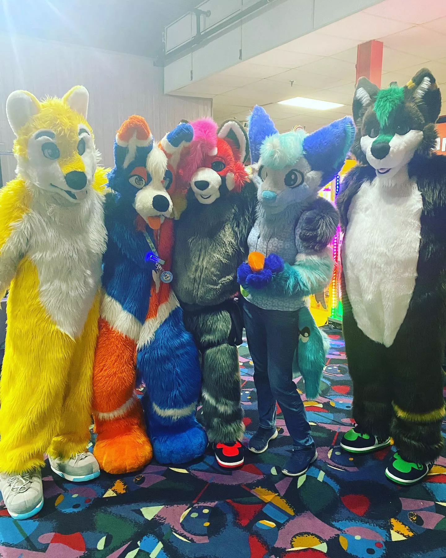 TidedPod and Glaycier hanging out with fur friends at the furbowl! 🥰🧡💙