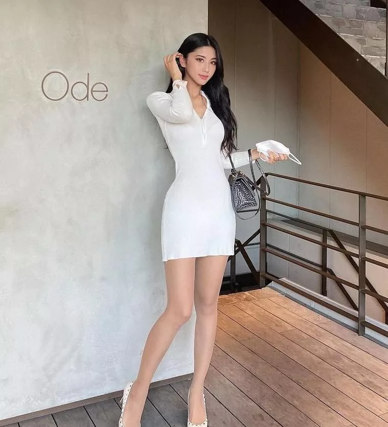 Tight white dress