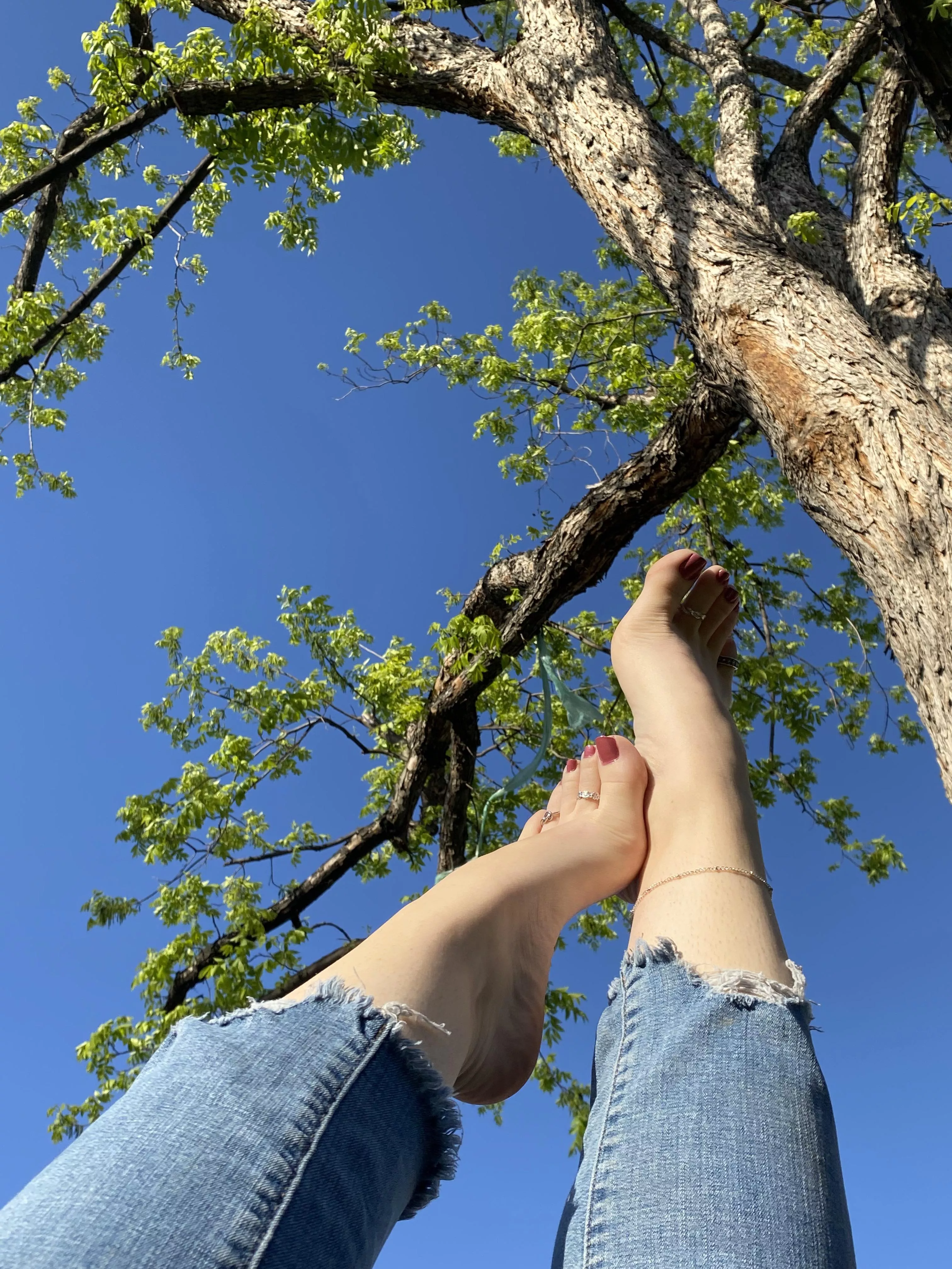 Toes as pretty as the sky.