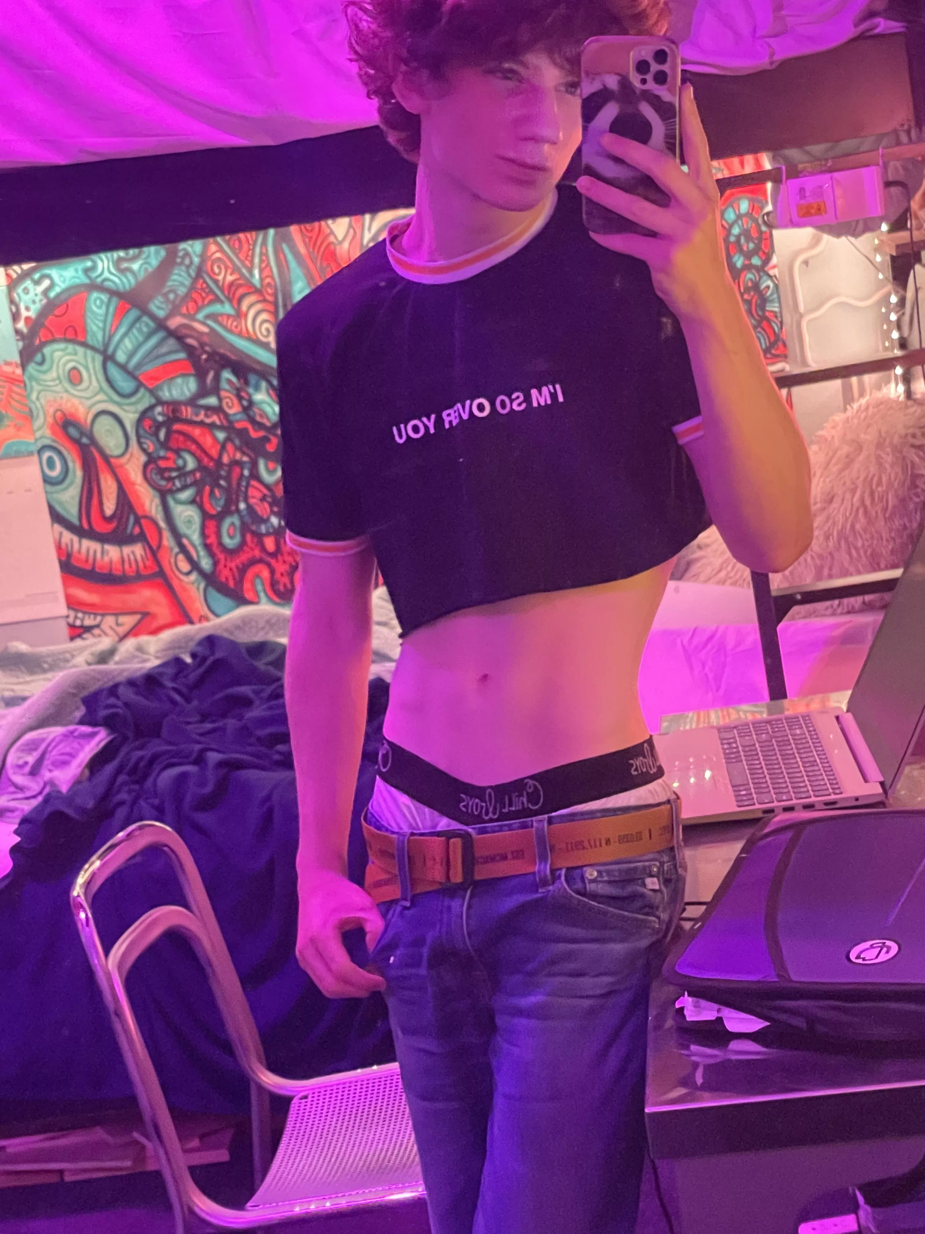 too broke for fem clothes? make a crop top! (: