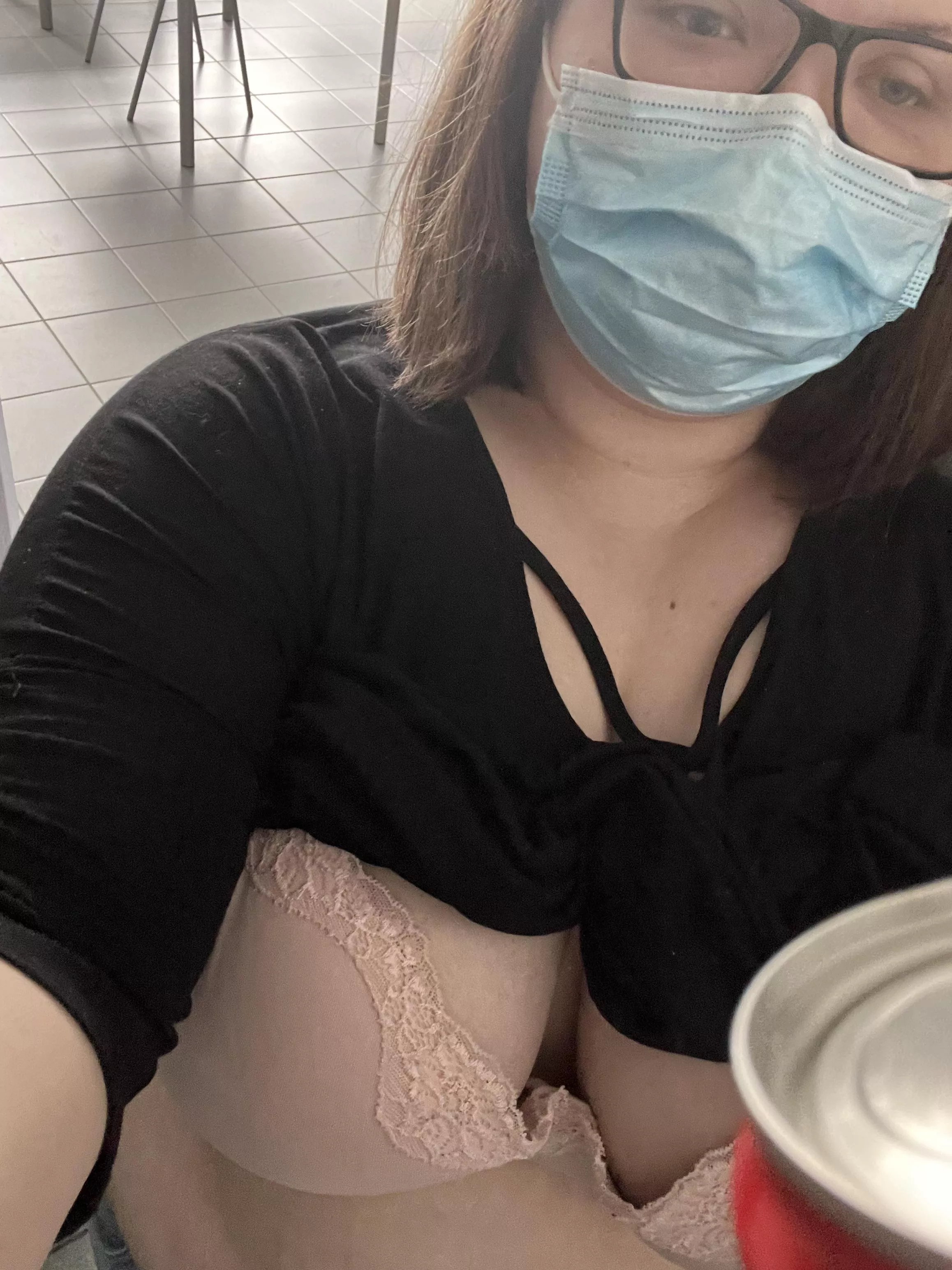 Took out my tits at work in the break room