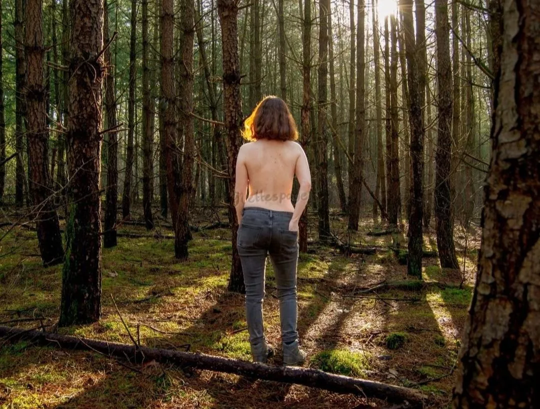 Topless in the woods