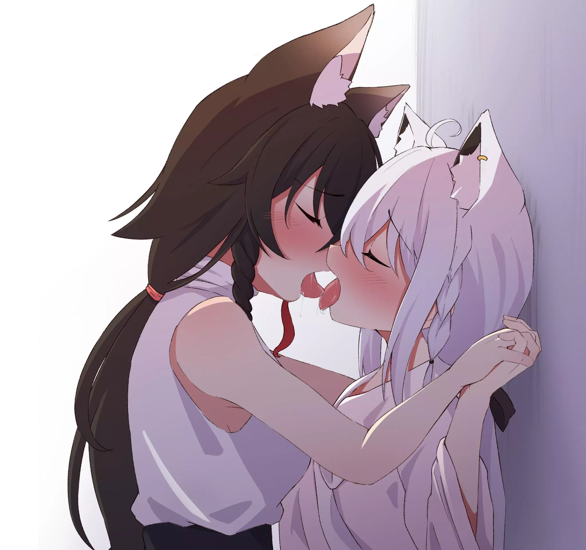 Two nekos kissing [Original](rururaroru2)