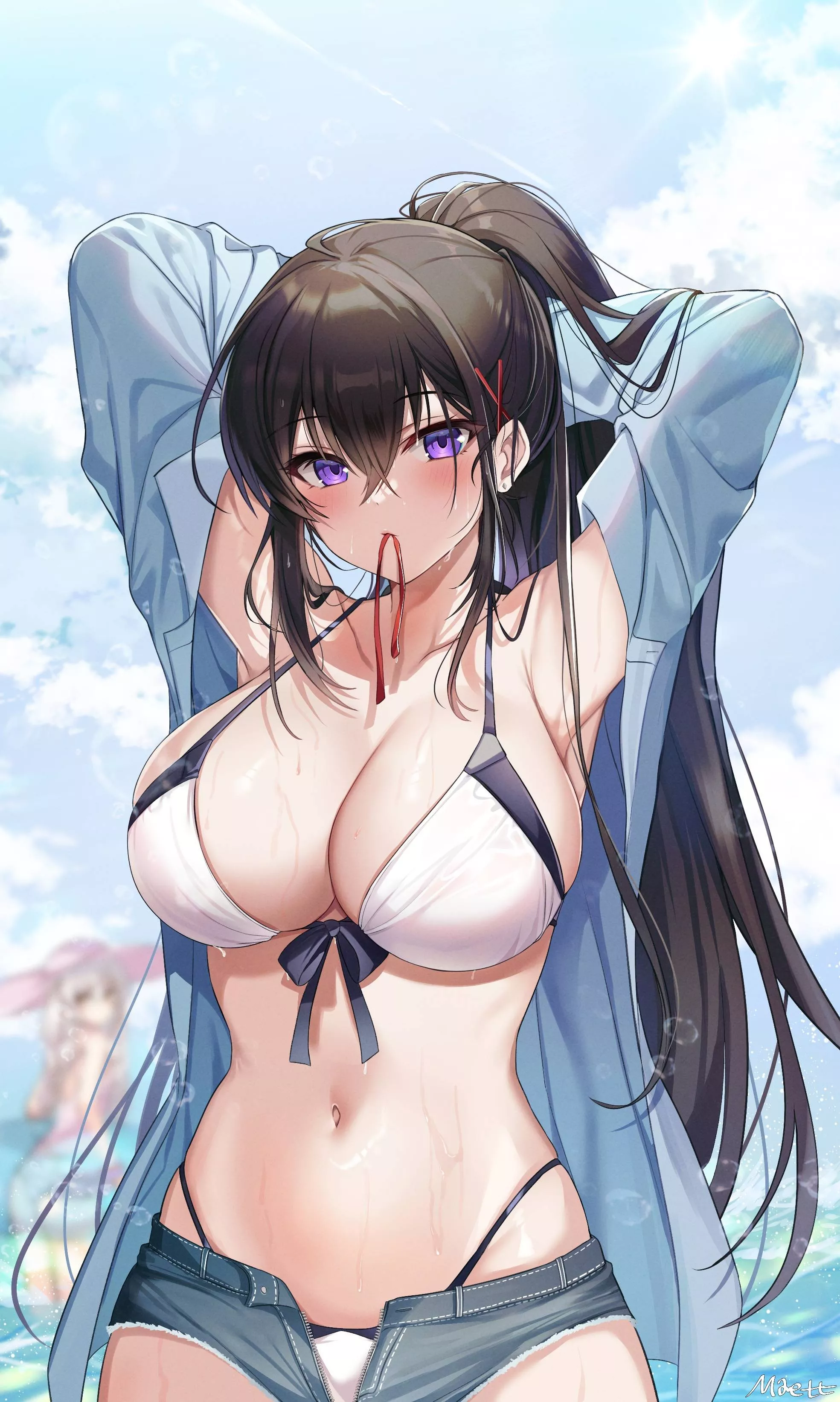 Tying her Hair at the Beach [Counterside]