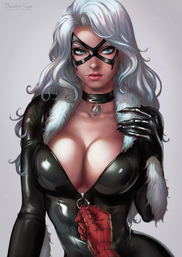 Unzipping Black Cat's Bodysuit (Dandon Fuga) [Marvel]