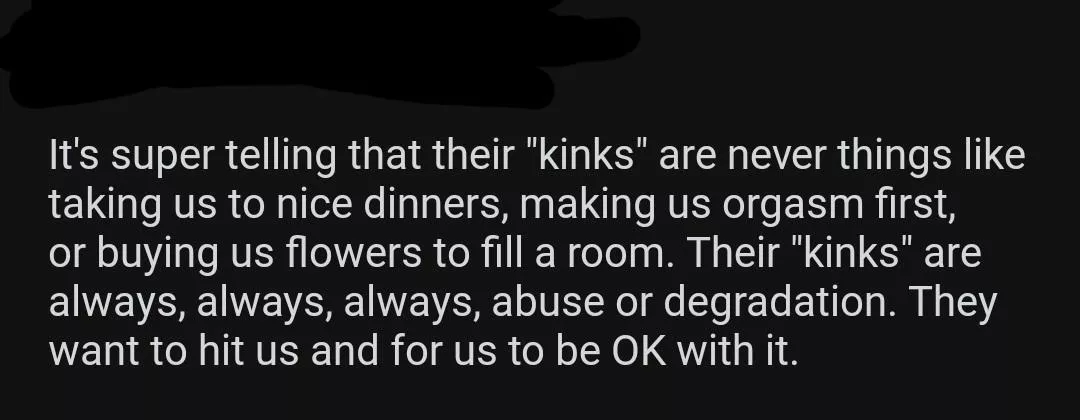 upvote if you gave a kink for buying dinner, flowers or making your partner orgasm first