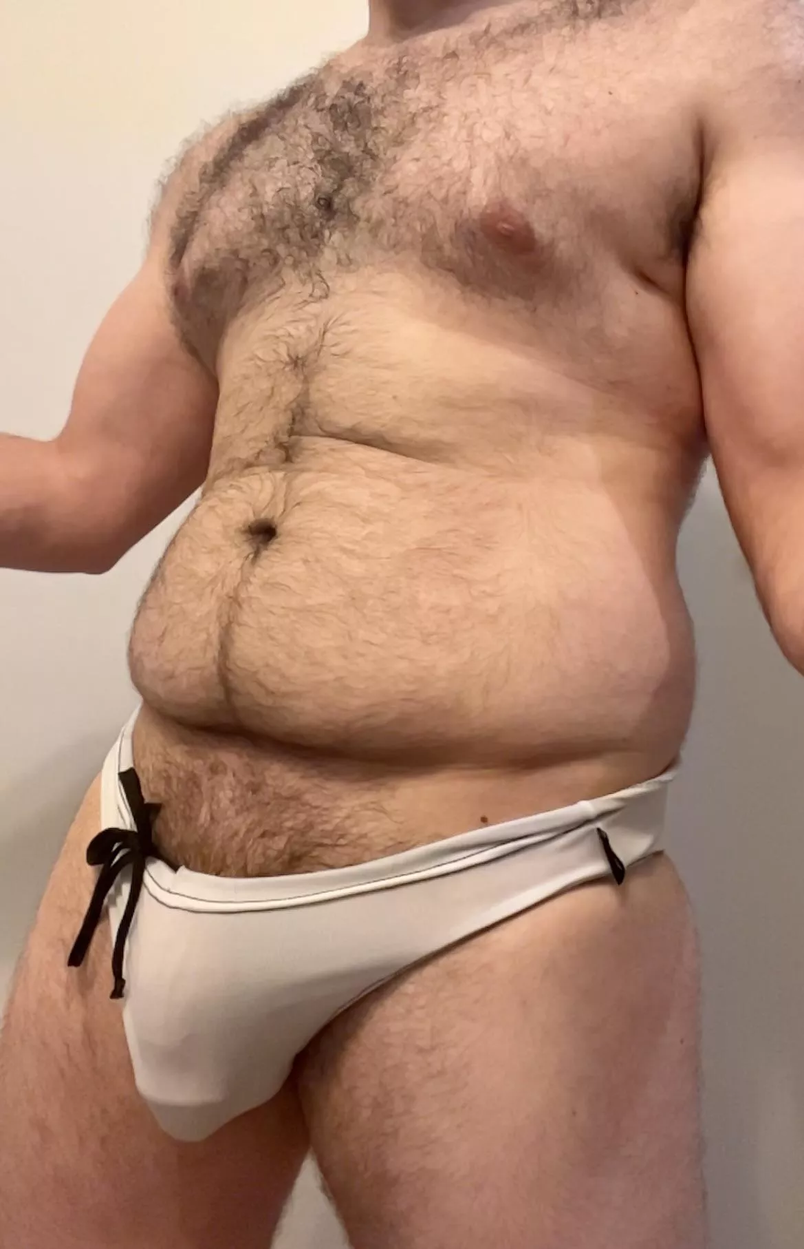 Veiny outline in white speedo