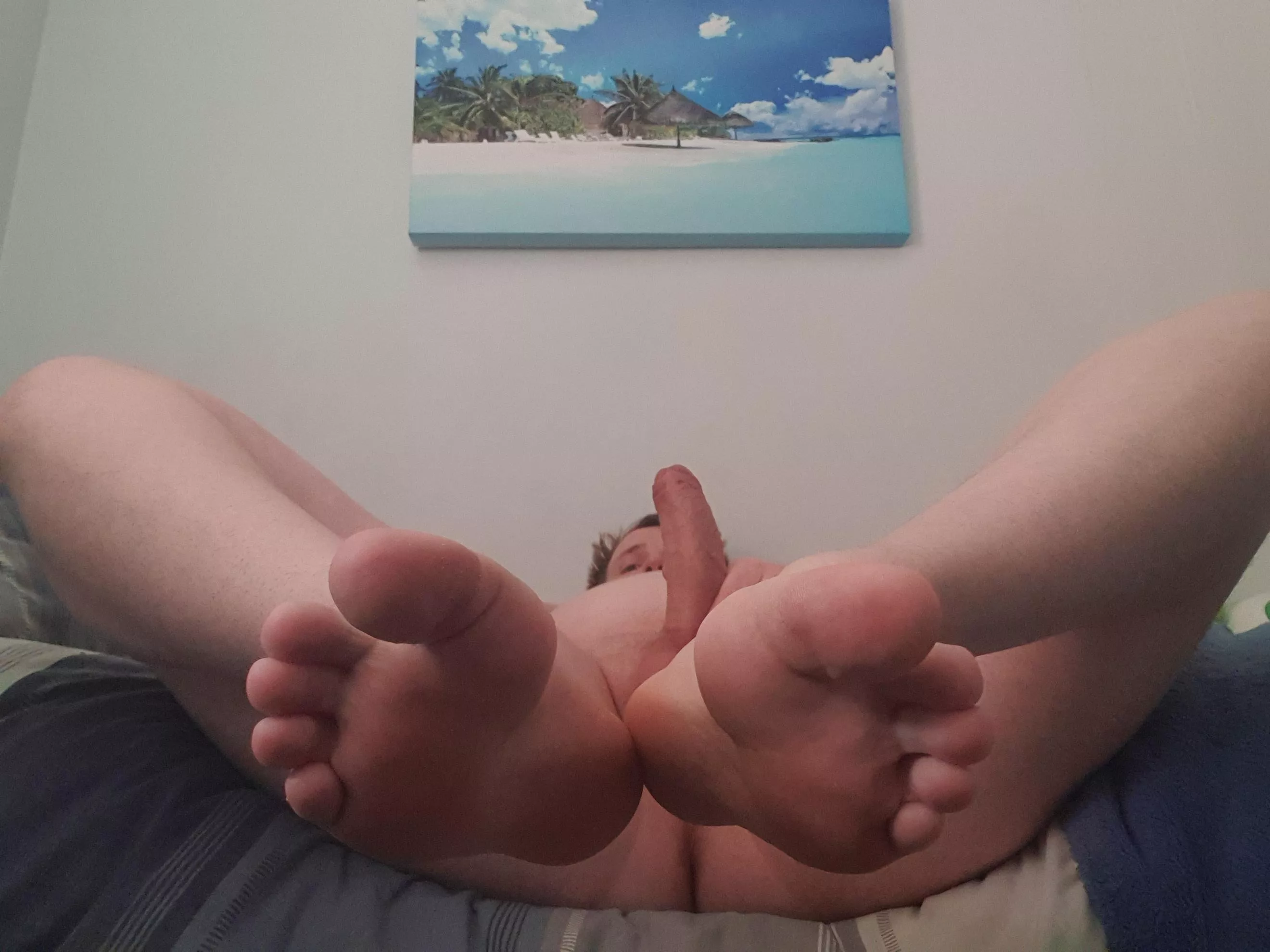 View of me giving you a footjob