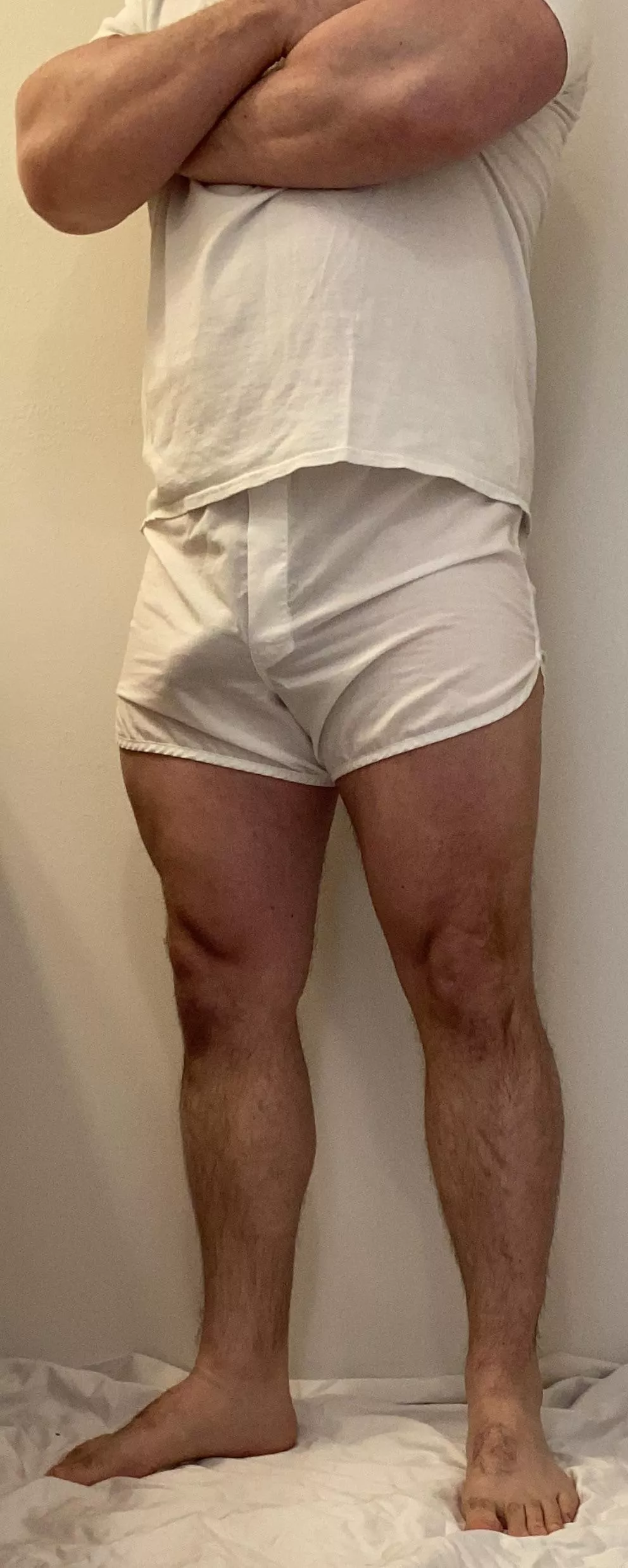 VPL in old school dad boxers