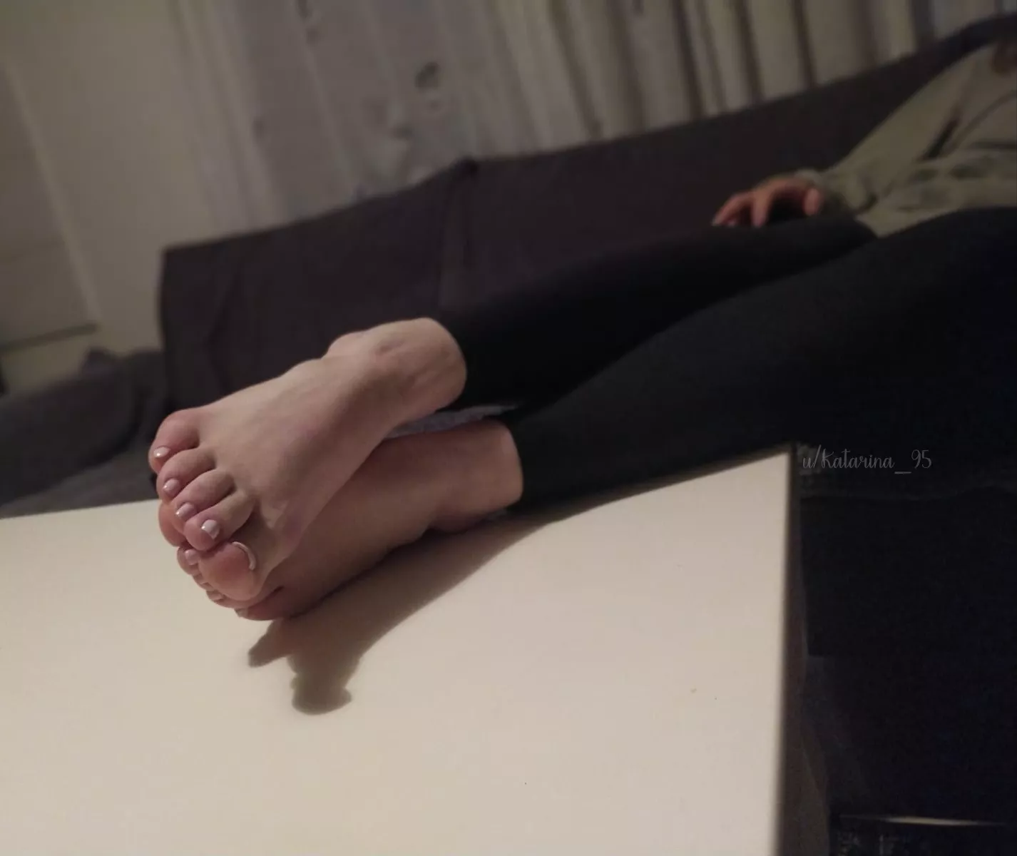 Waiting for you to get home so you suck my toes